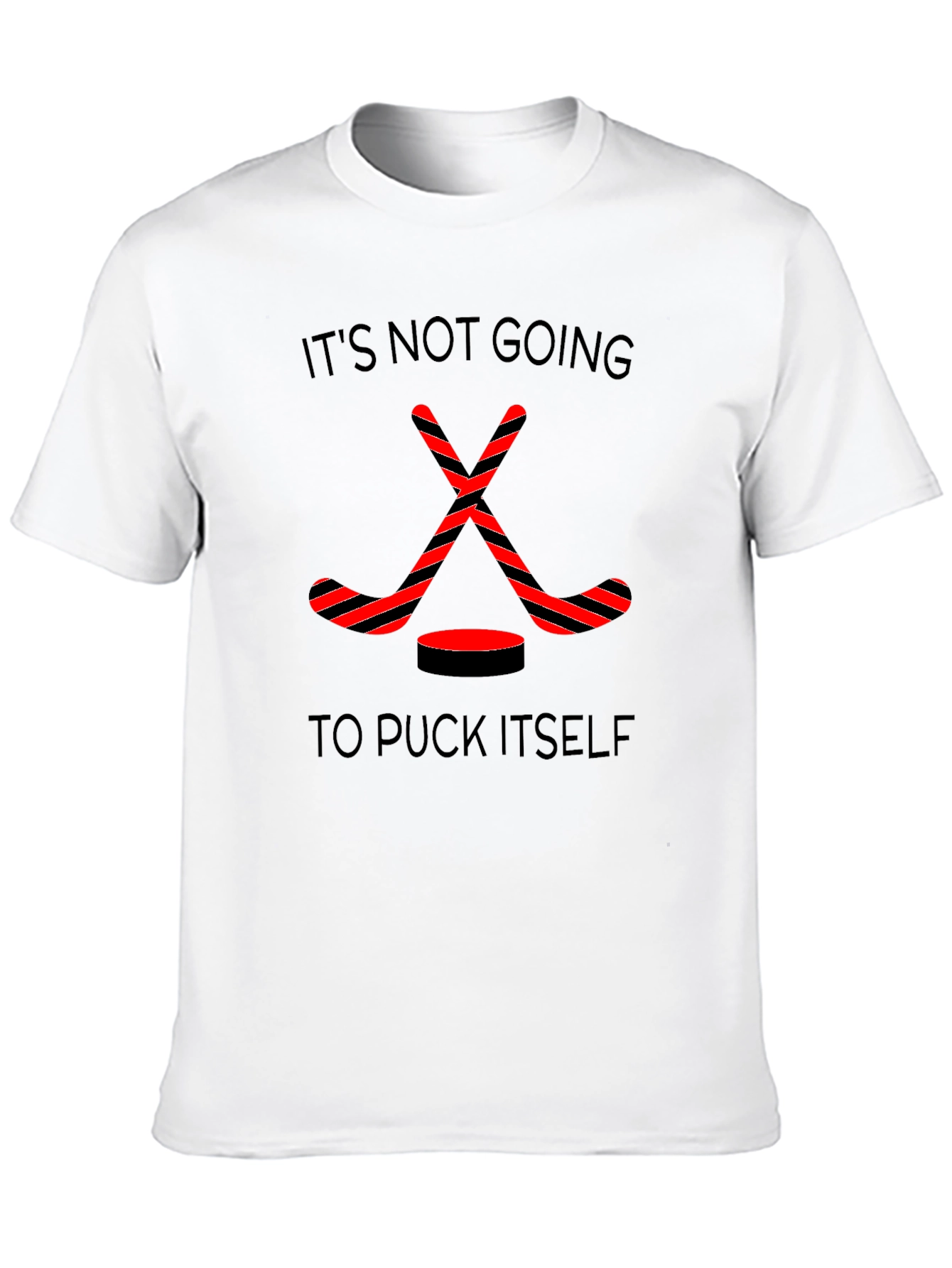 Black Hockey Sticks Graphic Tee: It's Not Going To Puck Itself view 10