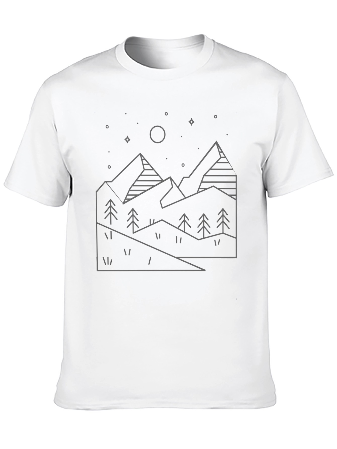 Black Minimalist Mountain Line Art Black T-Shirt view 10