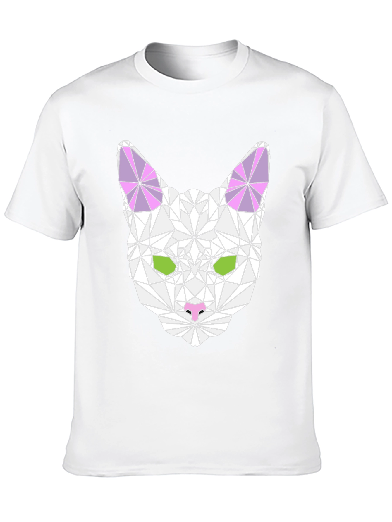 Black Geometric Cat Tee - Stylish Black T-Shirt view 10