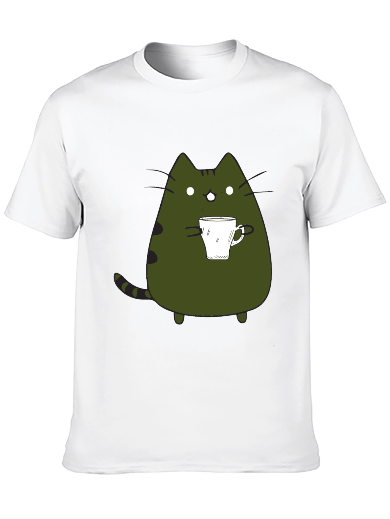 Black Cute Cat Coffee T-Shirt - Black Graphic Tee view 10