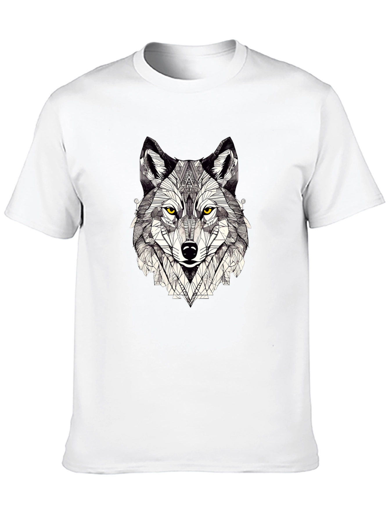 Black Geometric Wolf Graphic Print Black T-Shirt view 10