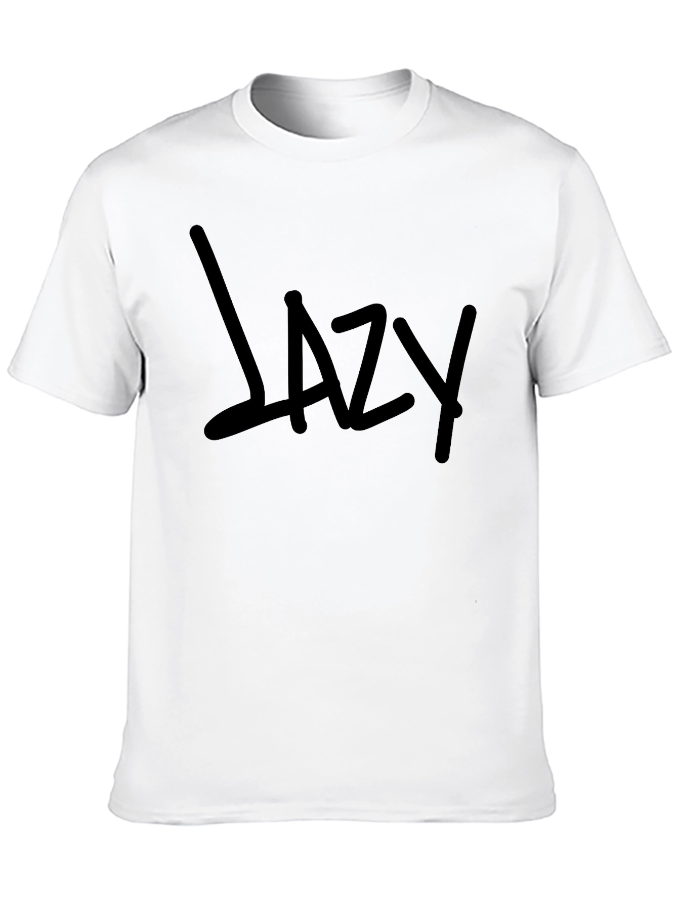 Black Lazy Graphic Print Men's Black T-Shirt view 10