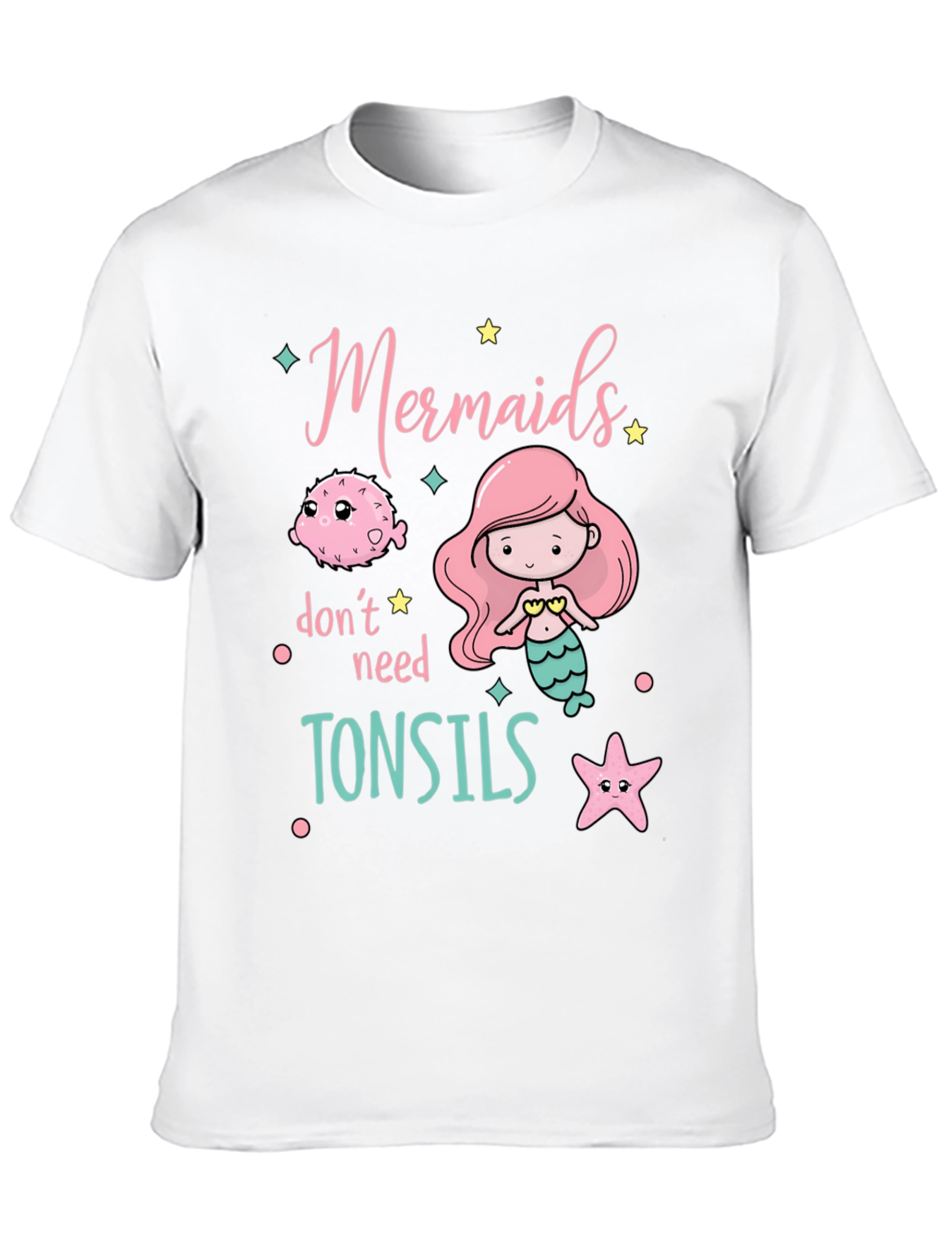 Black Mermaids Don't Need Tonsils Black Graphic Tee view 10