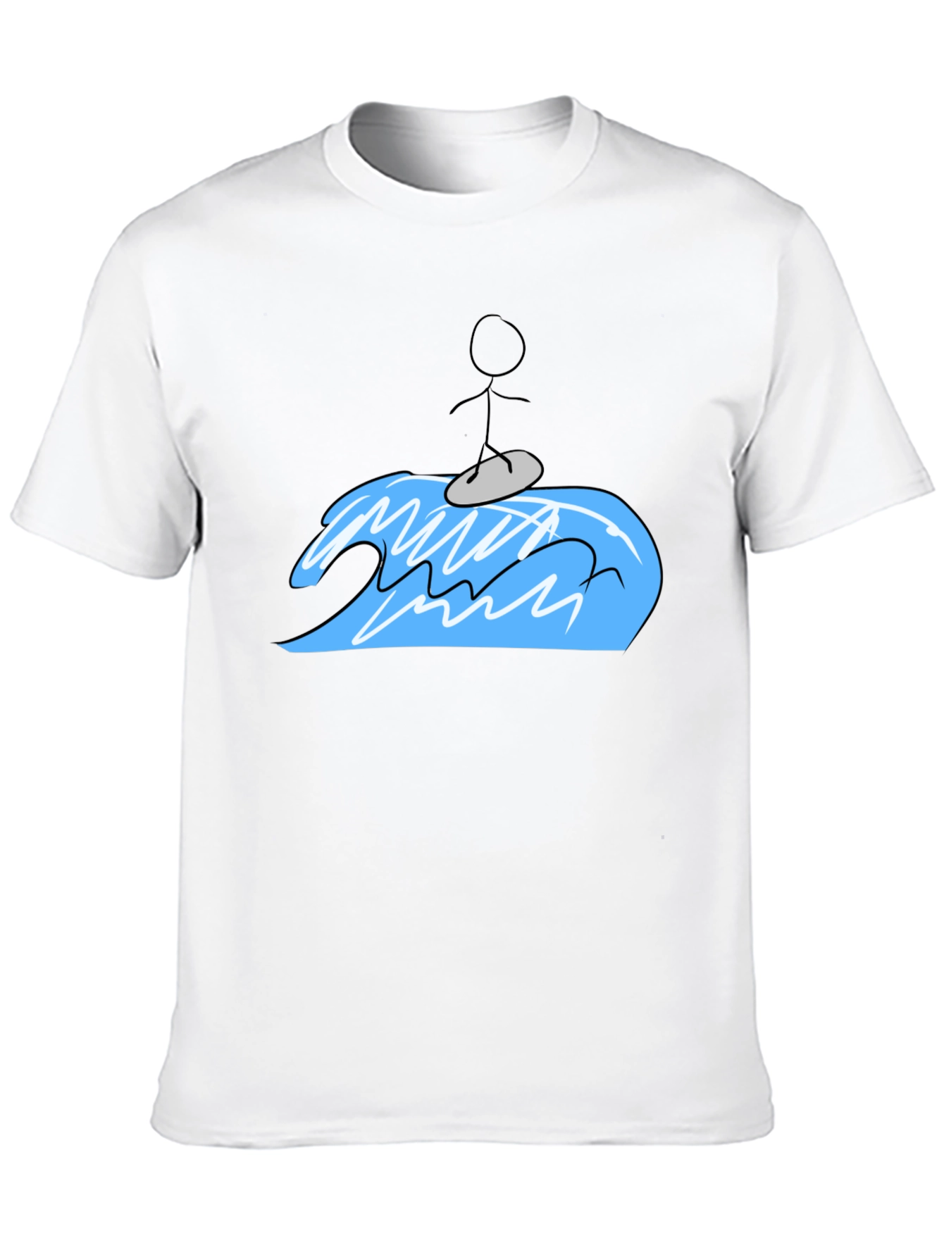 Black Surfing Stick Figure Tee - Black Cotton Graphic T-Shirt view 10