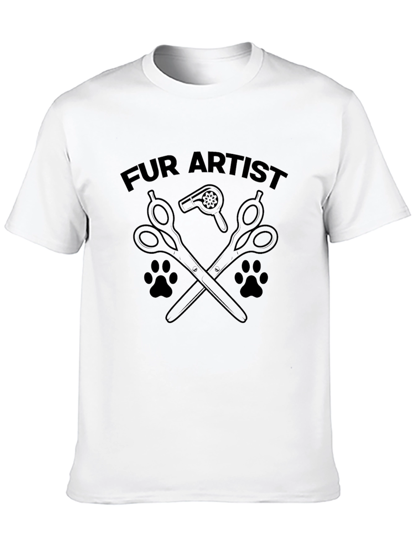Black Fur Artist T-Shirt - Grooming Scissors & Paw Prints view 10