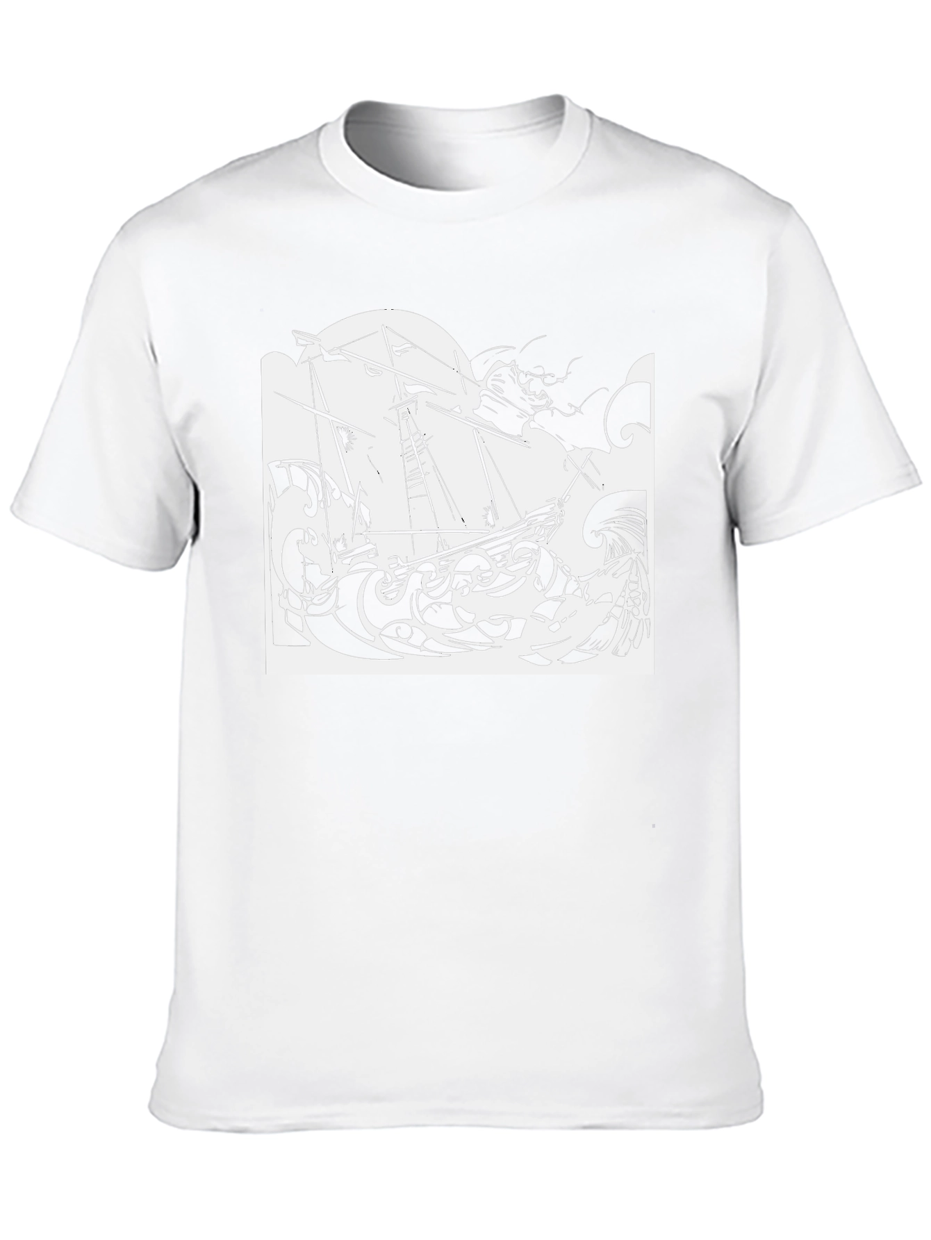 Black Nautical Ship T-Shirt Black Cotton Tee view 10