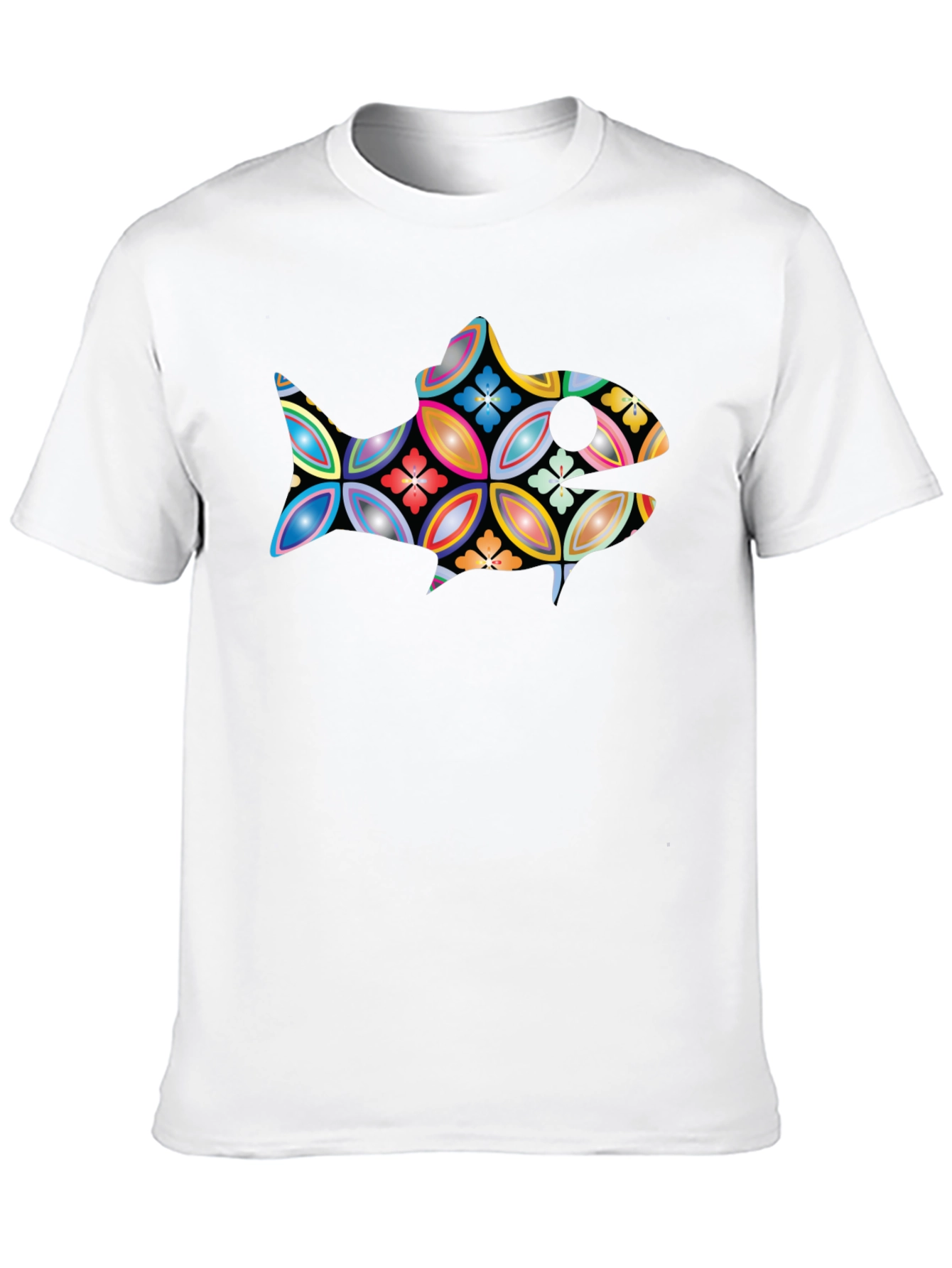 Black Abstract Fish Graphic Black T-Shirt view 10