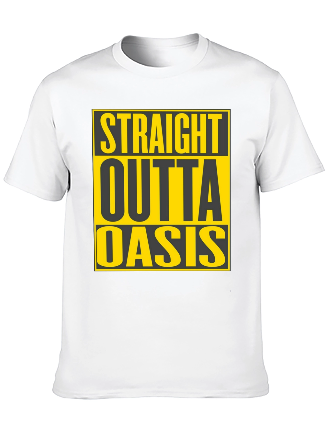 Black Straight Outta Oasis T-Shirt - Black Crew Neck Tee view 10