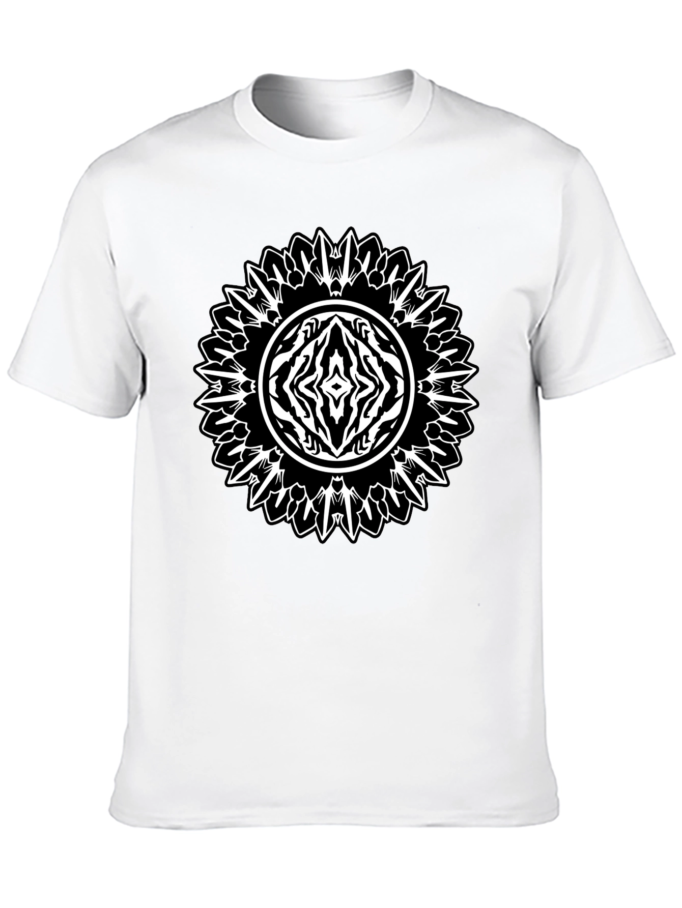 Black Geometric Mandala Graphic Tee - Black Cotton Casual Shirt view 10
