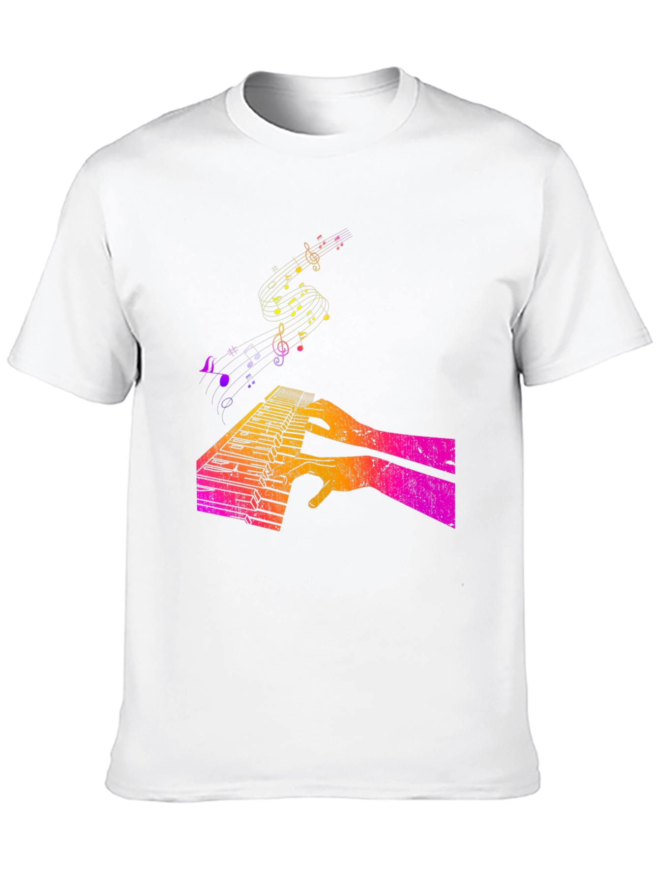 Black Piano Keys & Music Notes Graphic T-Shirt view 10