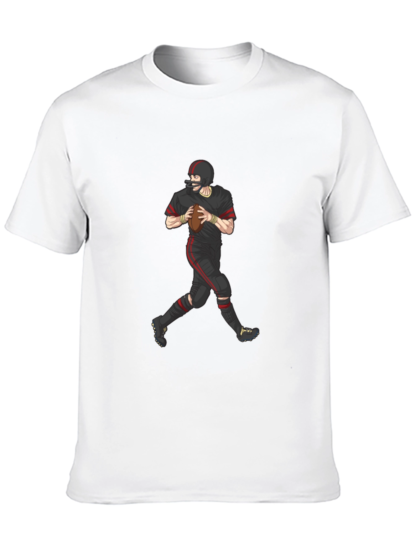 Black Vintage Football Player Graphic T-Shirt - Black view 10