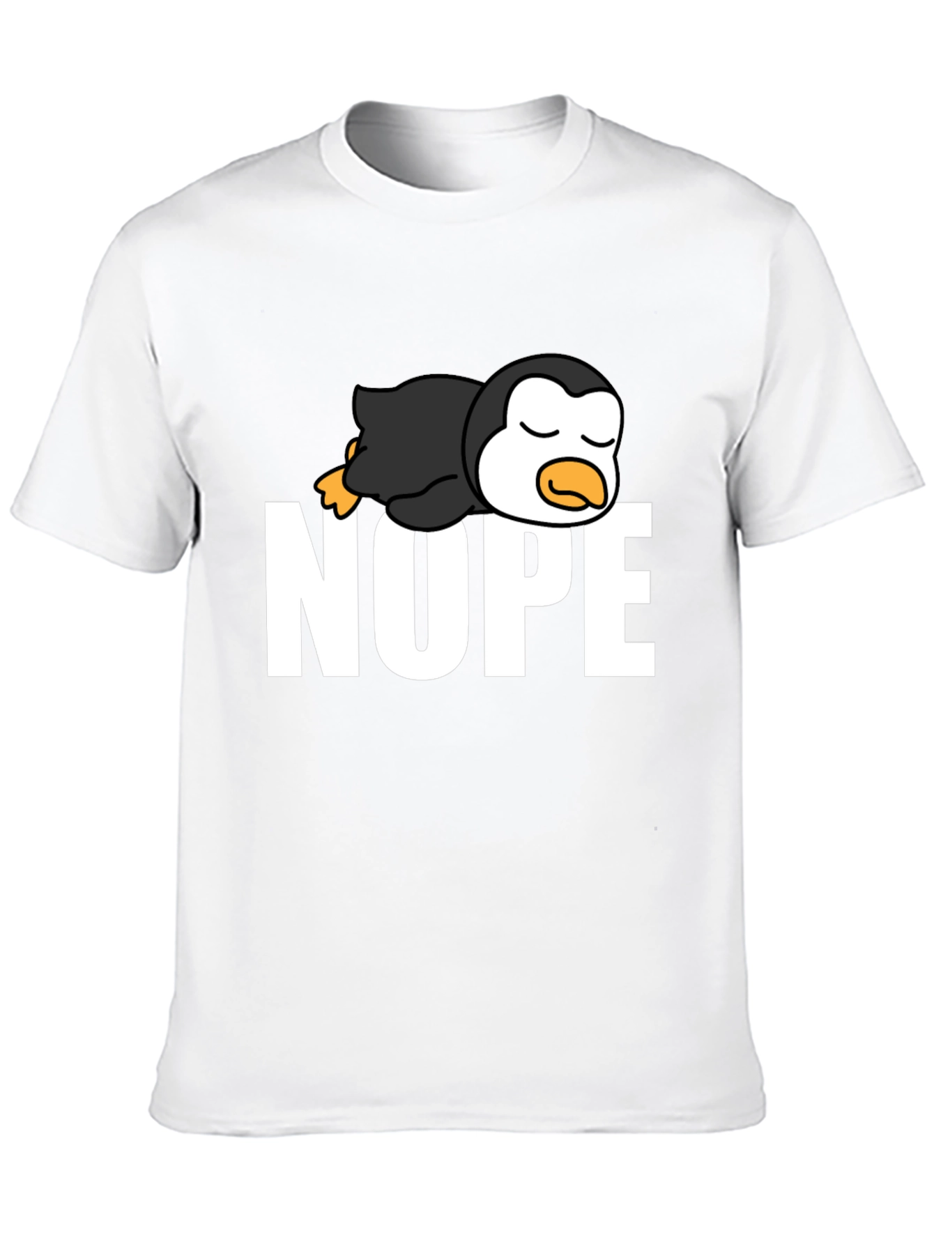 Black Nope Lazy Penguin Black T-Shirt view 10