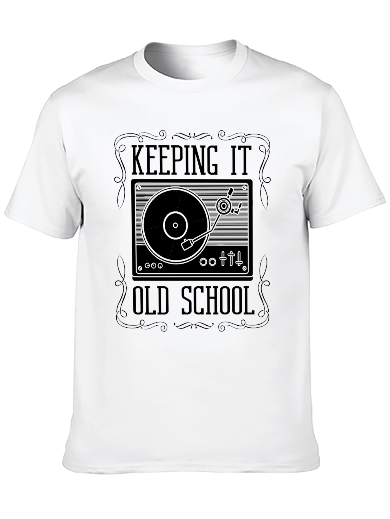 Black Keeping It Old School T-Shirt - Vinyl Record Player view 10
