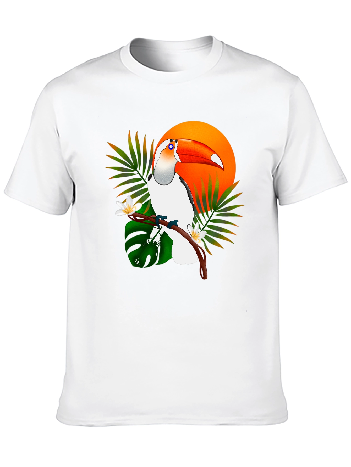 Black Tropical Toucan Graphic Tee - Black Cotton T-Shirt view 10