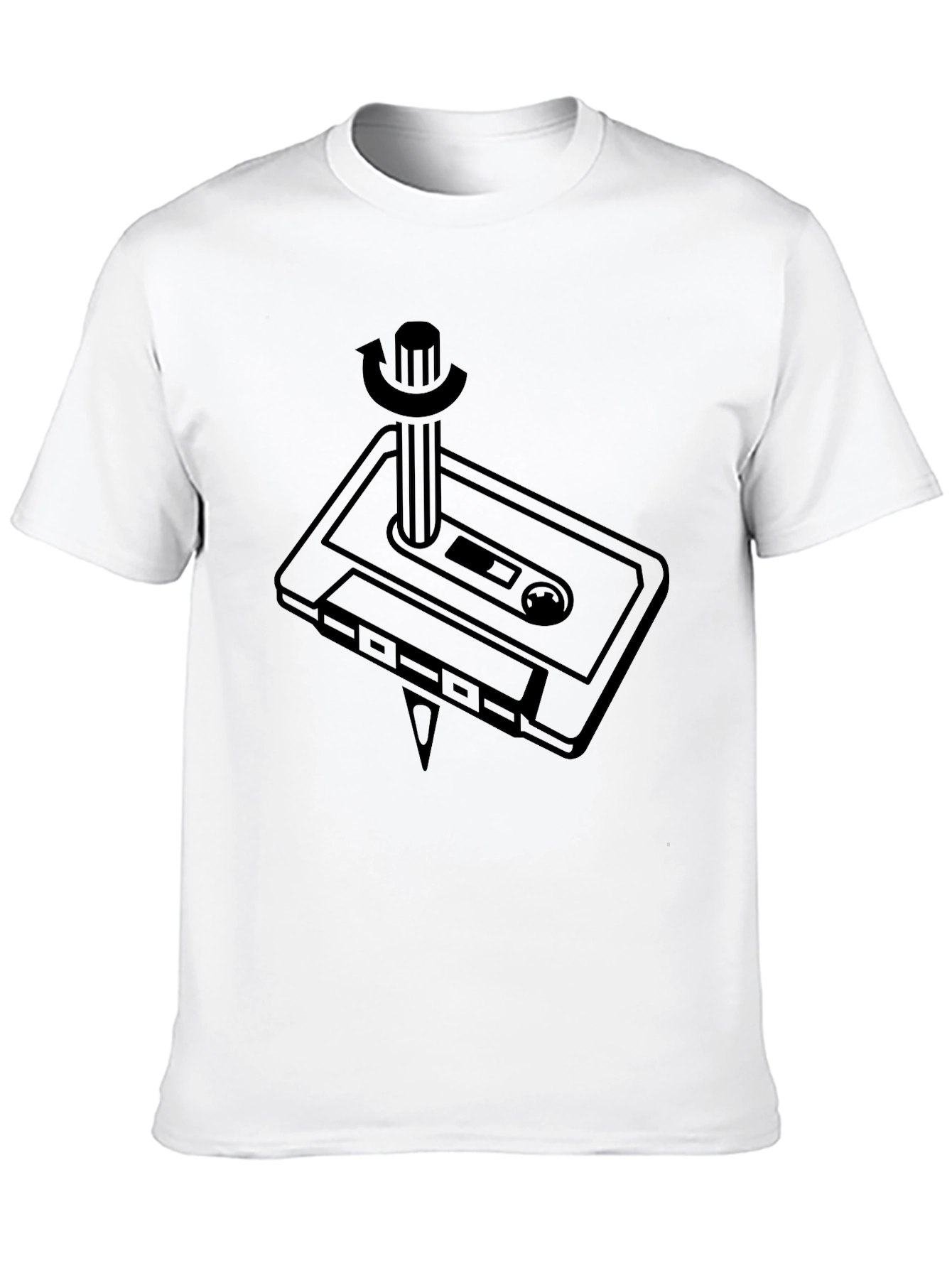 Black Retro Cassette Tape T-Shirt - Rewind Graphic Tee view 10
