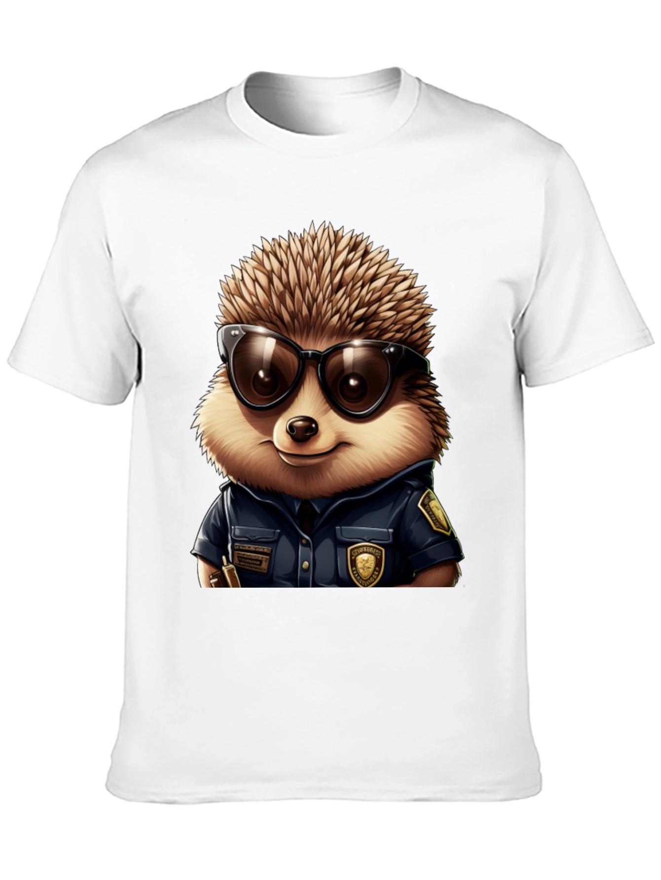 Black Cool Hedgehog Police T-Shirt view 10