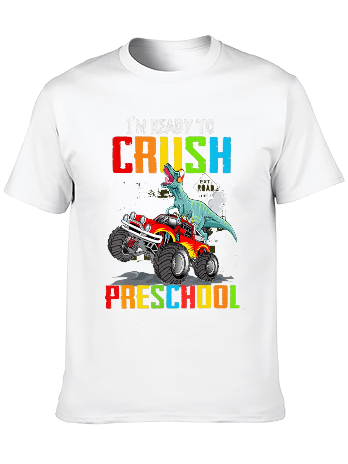 Black Ready to Crush Preschool Dinosaur Monster Truck T-Shirt view 10