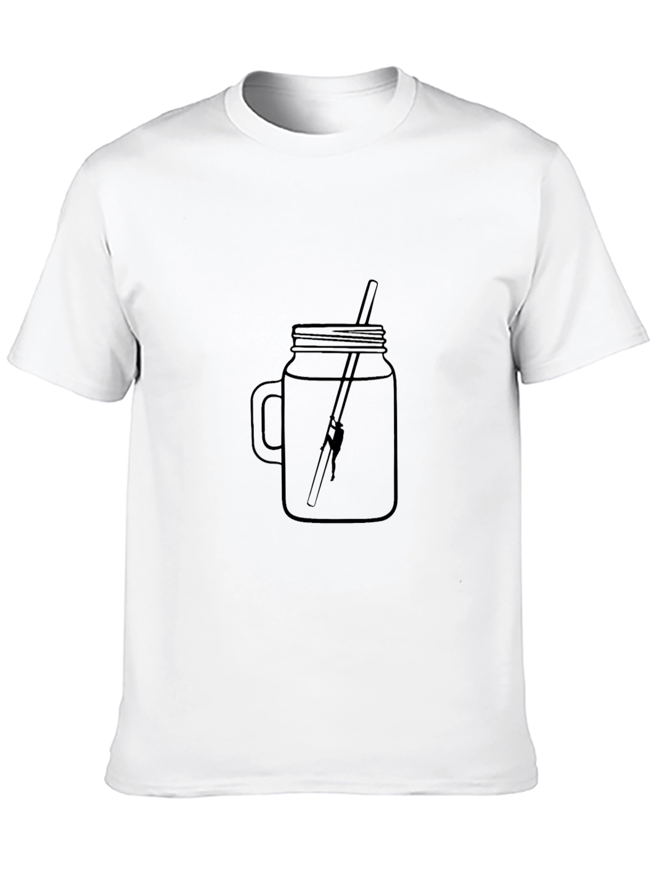Black Fishing Rod in Jar Graphic Tee - Black Cotton T-Shirt view 10