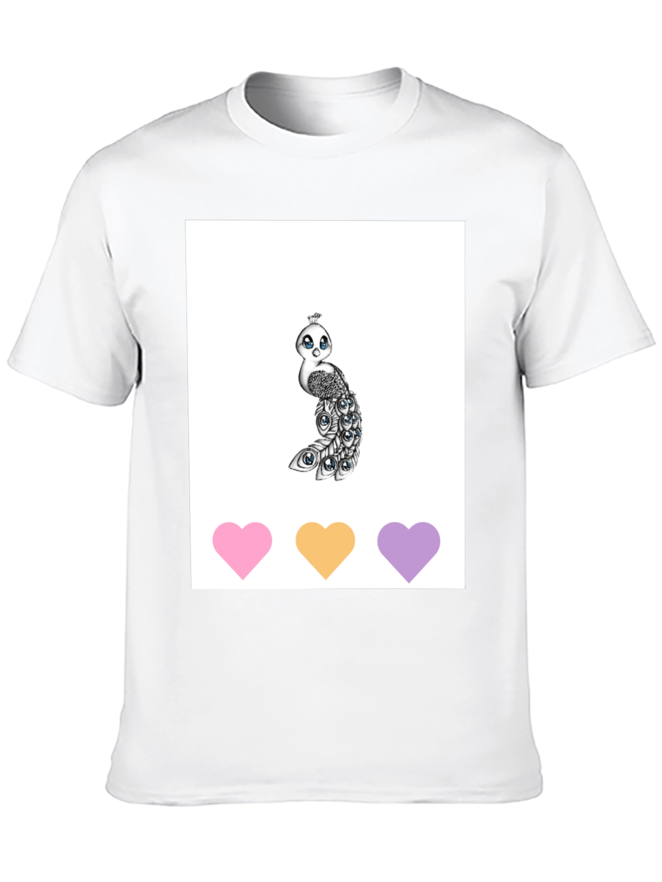 Black Cute Peacock Graphic Tee - Unisex Black T-Shirt view 10
