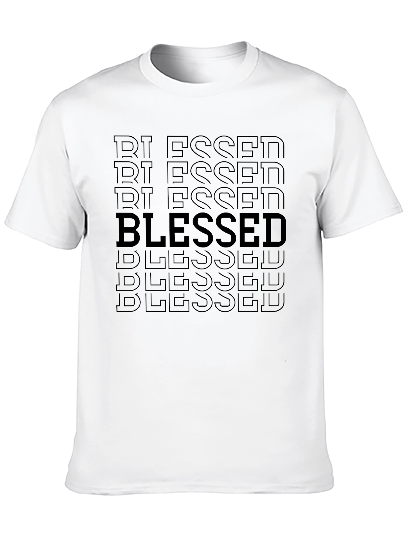 Black Blessed Graphic Print Black Crew Neck T-Shirt view 10
