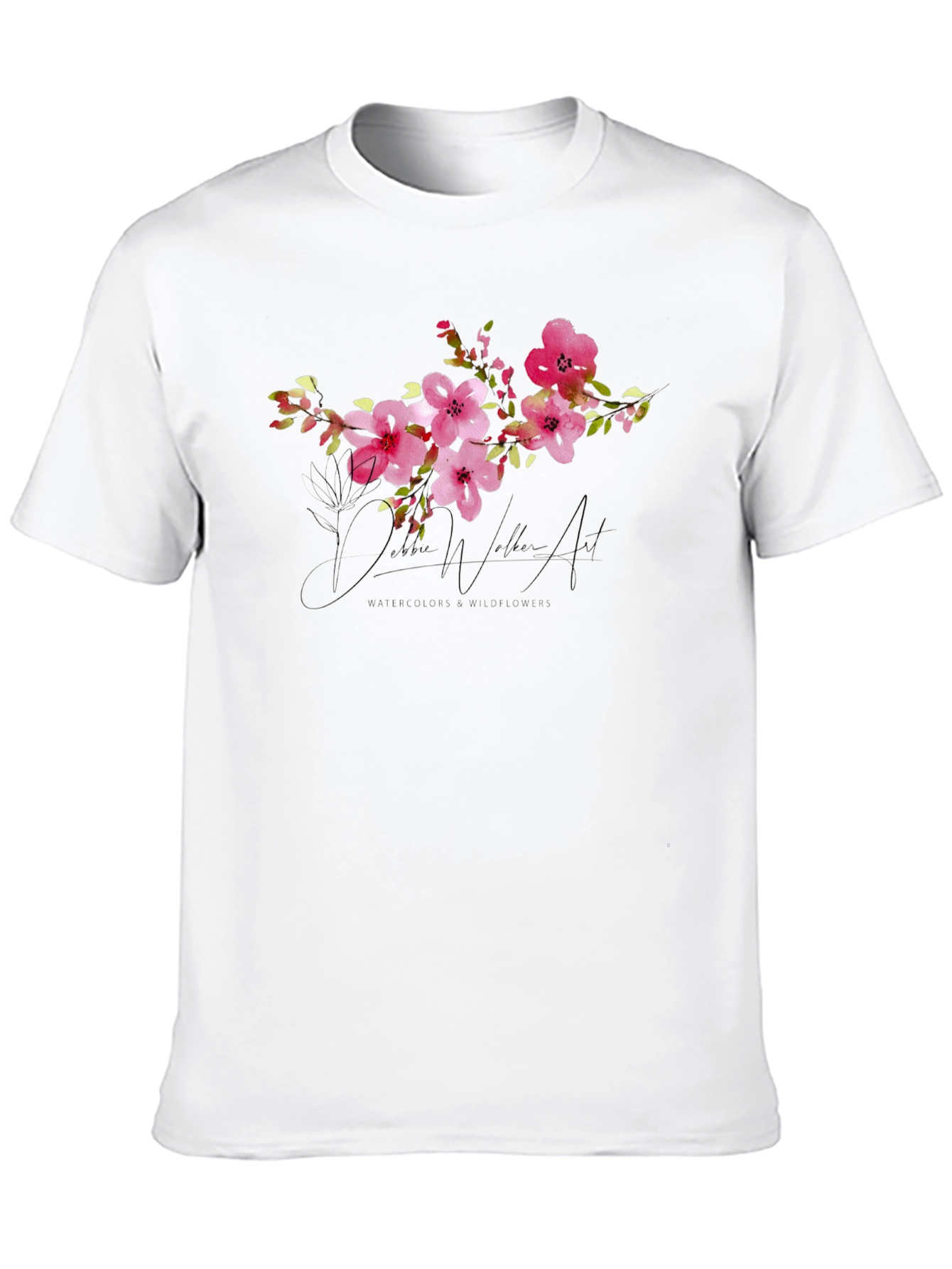 Black Floral Watercolor Art T-Shirt - Unique Design view 10