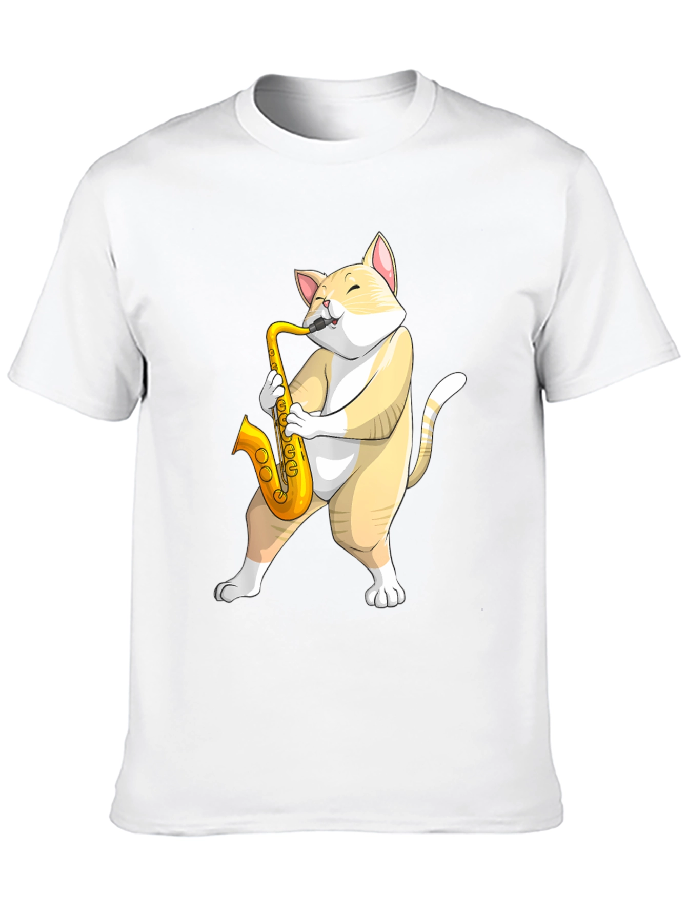 Black Cat Saxophone T-Shirt - Musical Animal Tee view 10