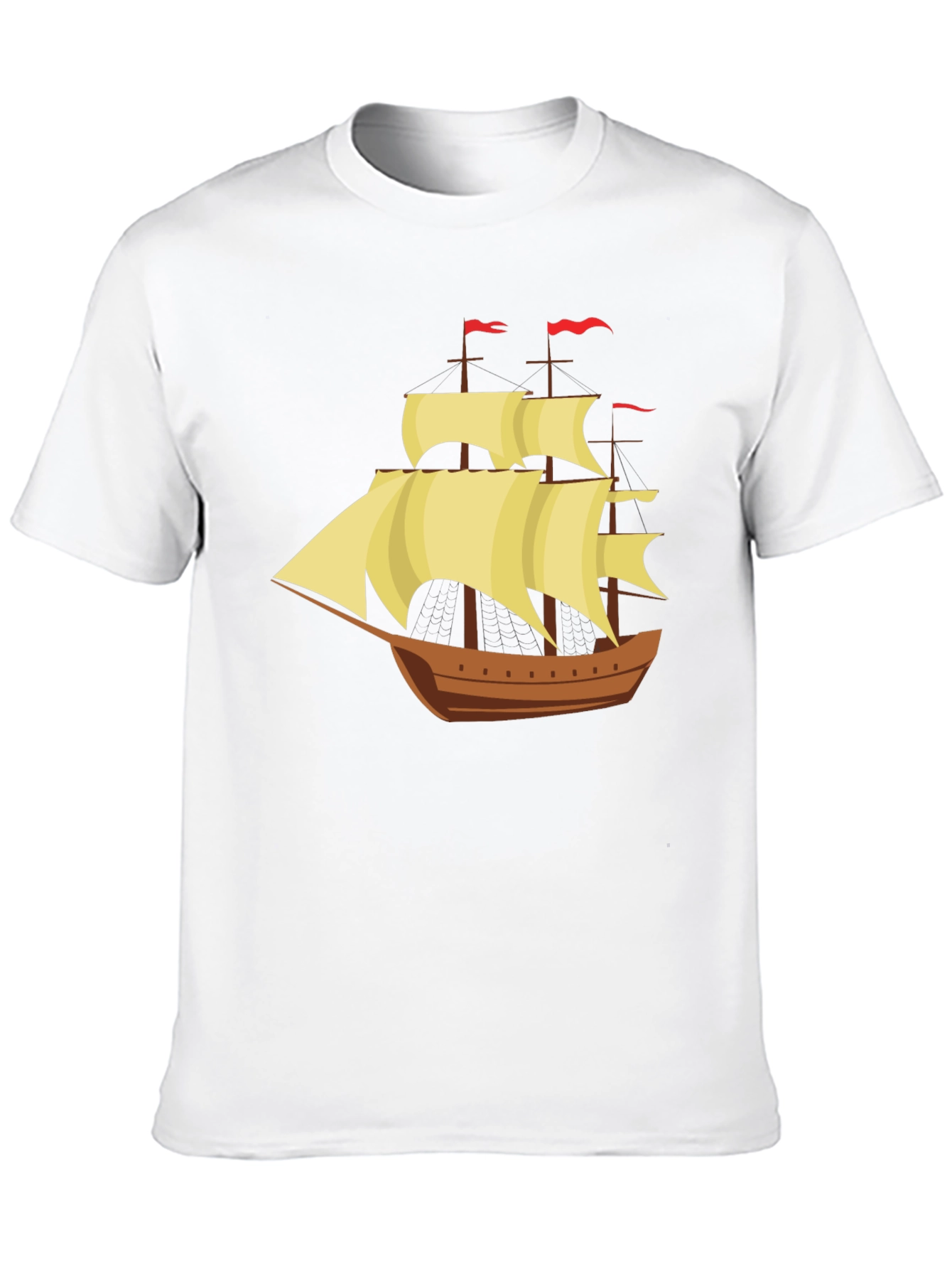 Black Vintage Sailing Ship Graphic Tee - Black Cotton T-Shirt view 10