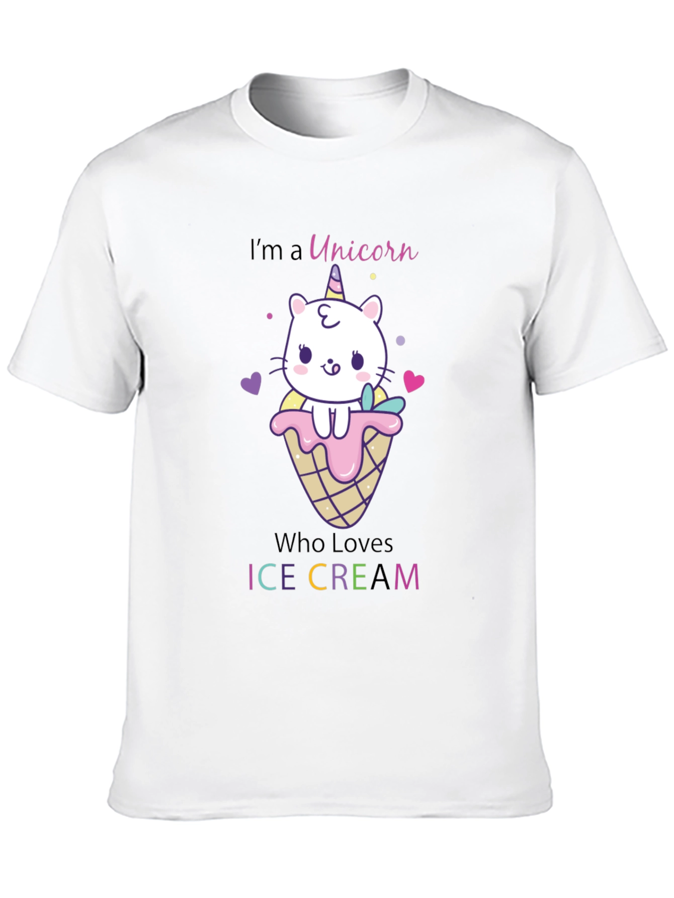 Black Unicorn Cat Ice Cream Graphic T-Shirt view 10