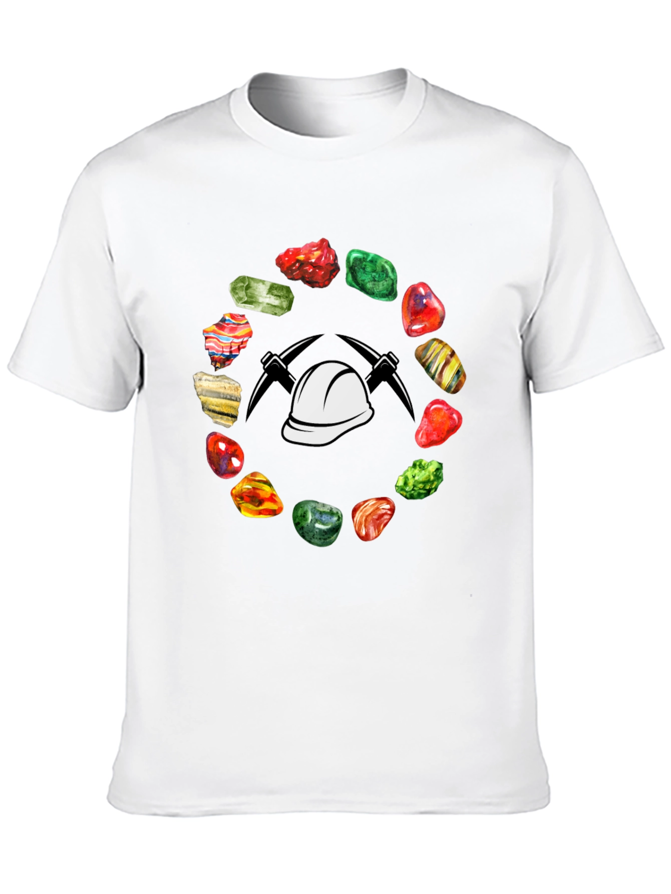 Black Miner T-Shirt: Gemstone Circle with Hard Hat & Pickaxes view 10