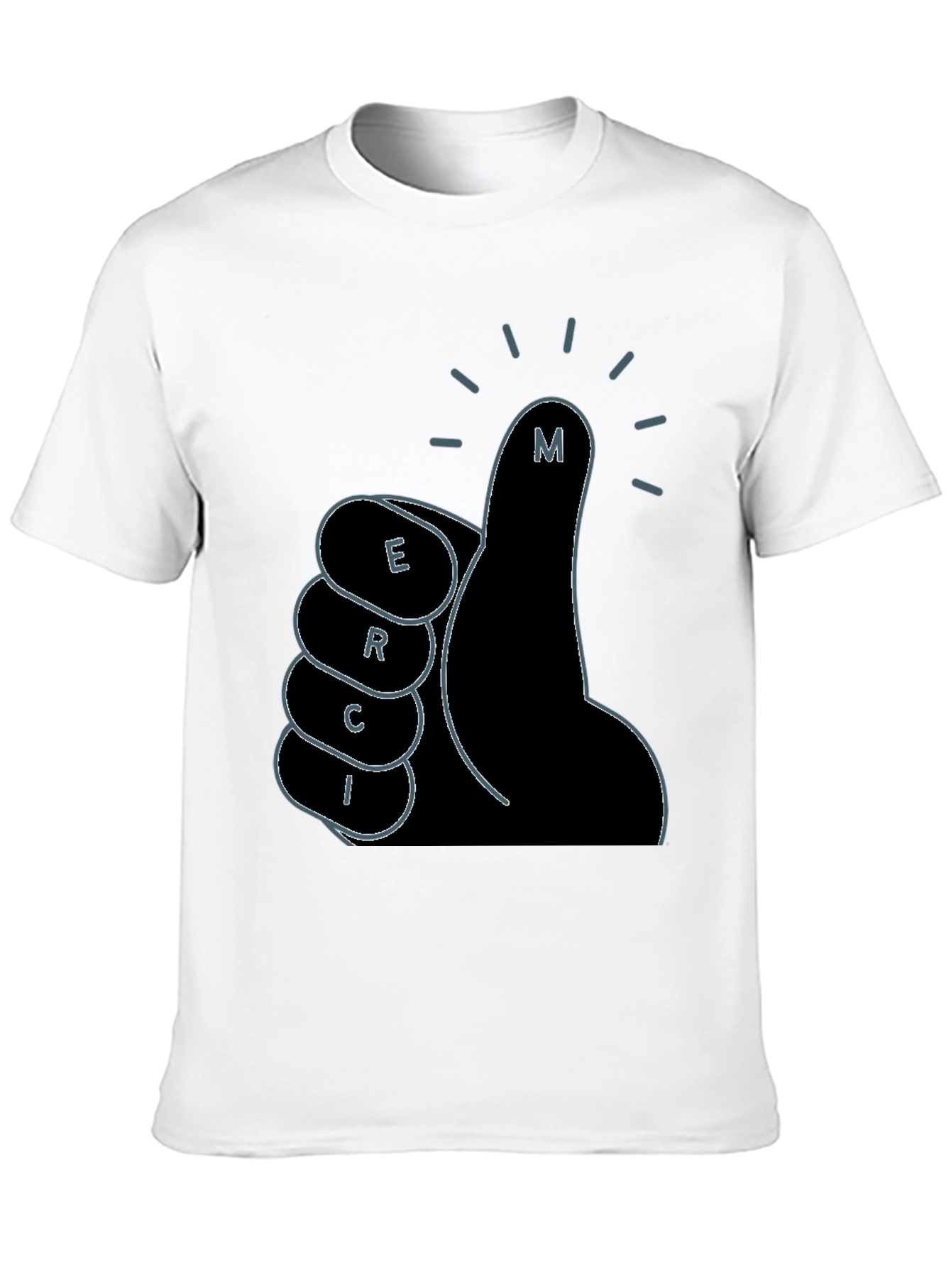 Black Merci Thumbs Up Graphic Tee - Black Cotton T-Shirt view 10