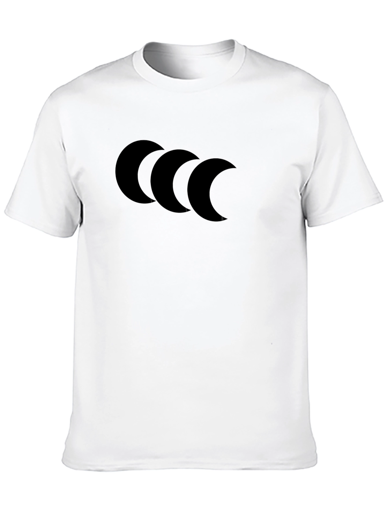 Black Men's Black T-Shirt with Crescent Moon Design view 10