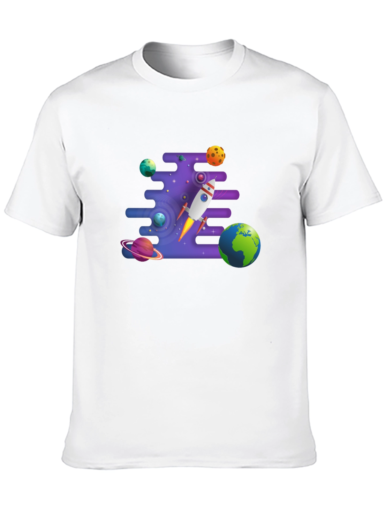 Black Space Rocket & Planets Graphic T-Shirt view 10