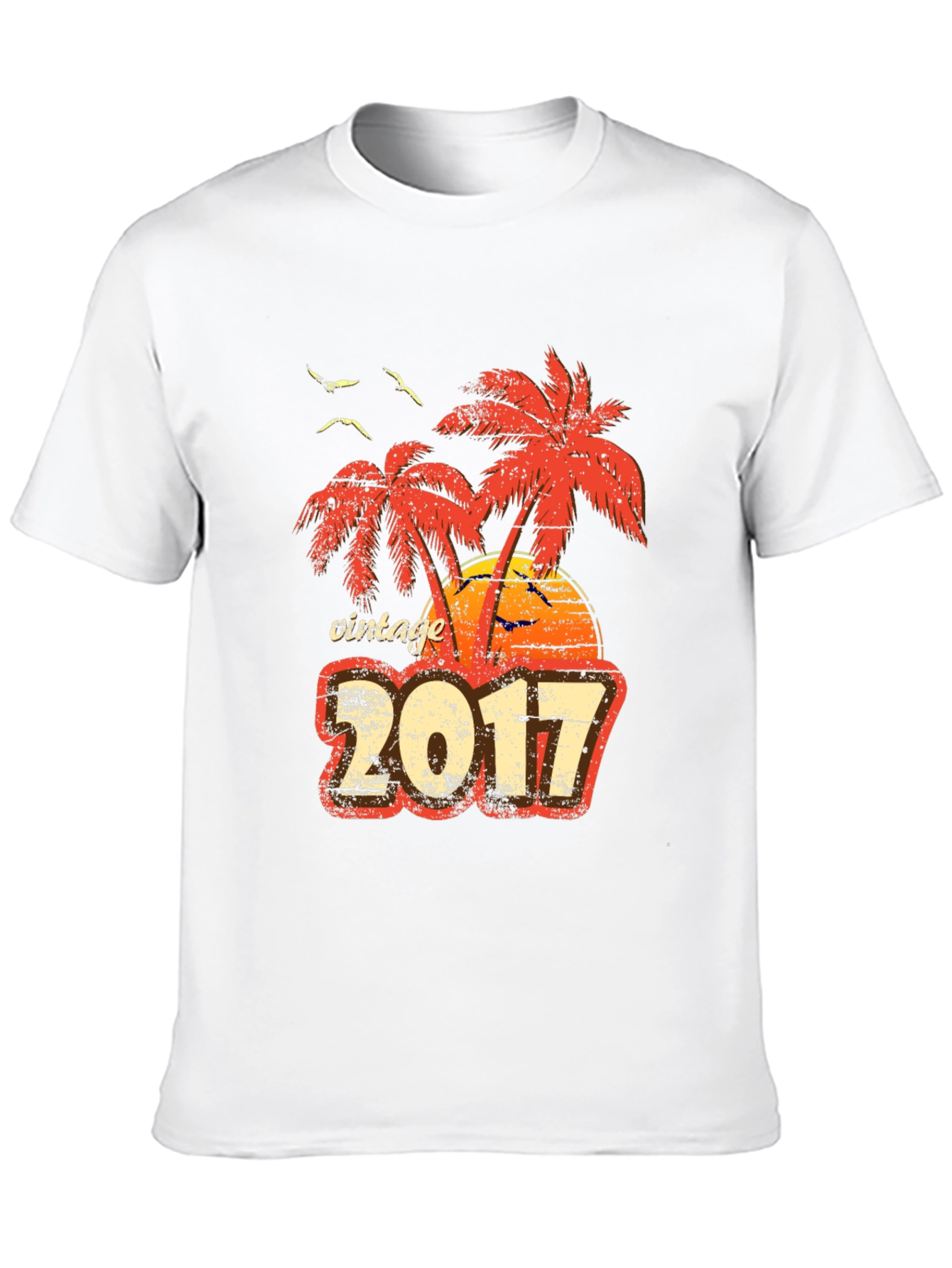 Black Vintage 2017 Palm Tree Sunset T-Shirt view 10