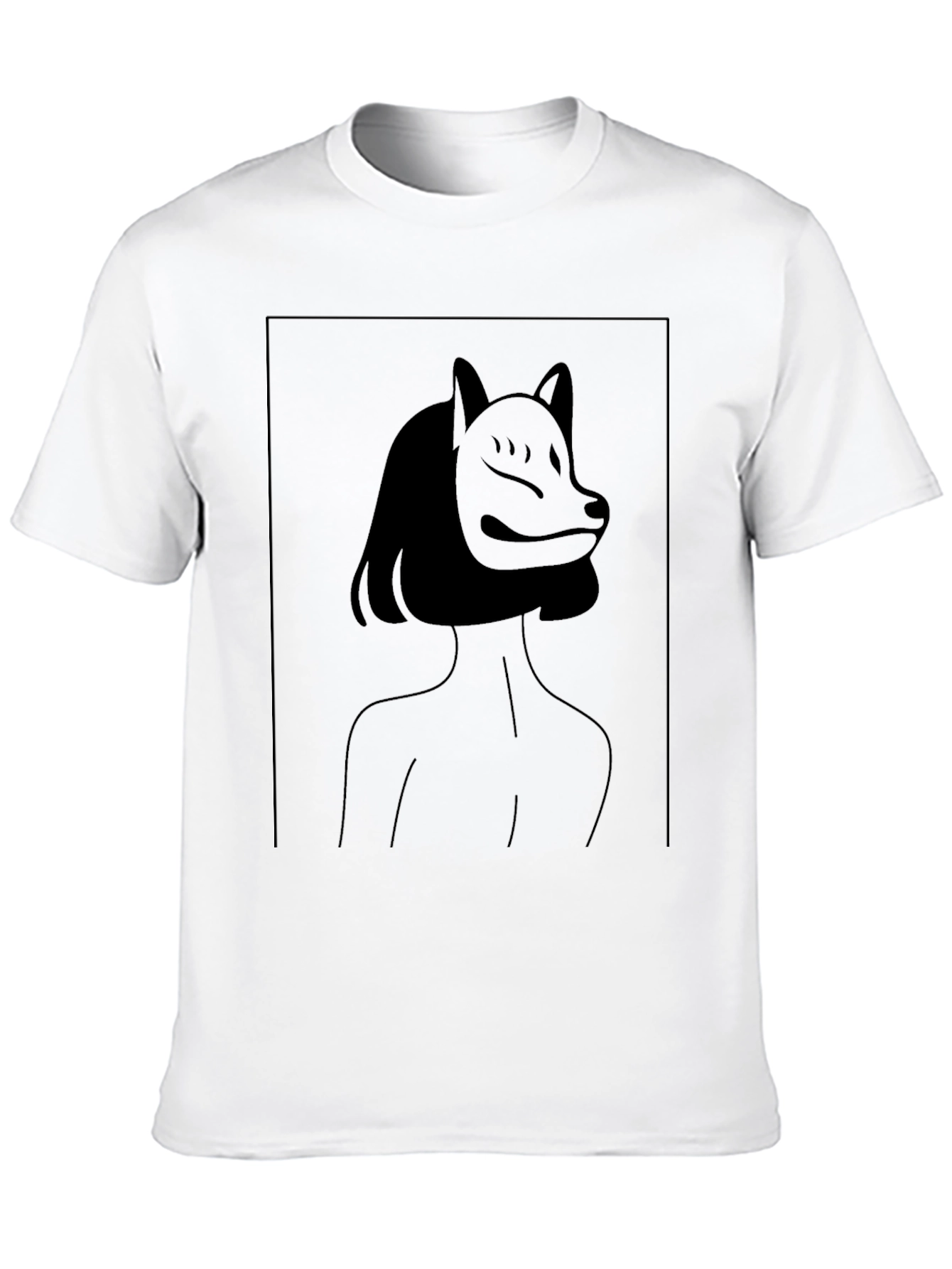 Black Abstract Fox Mask Graphic Tee view 10