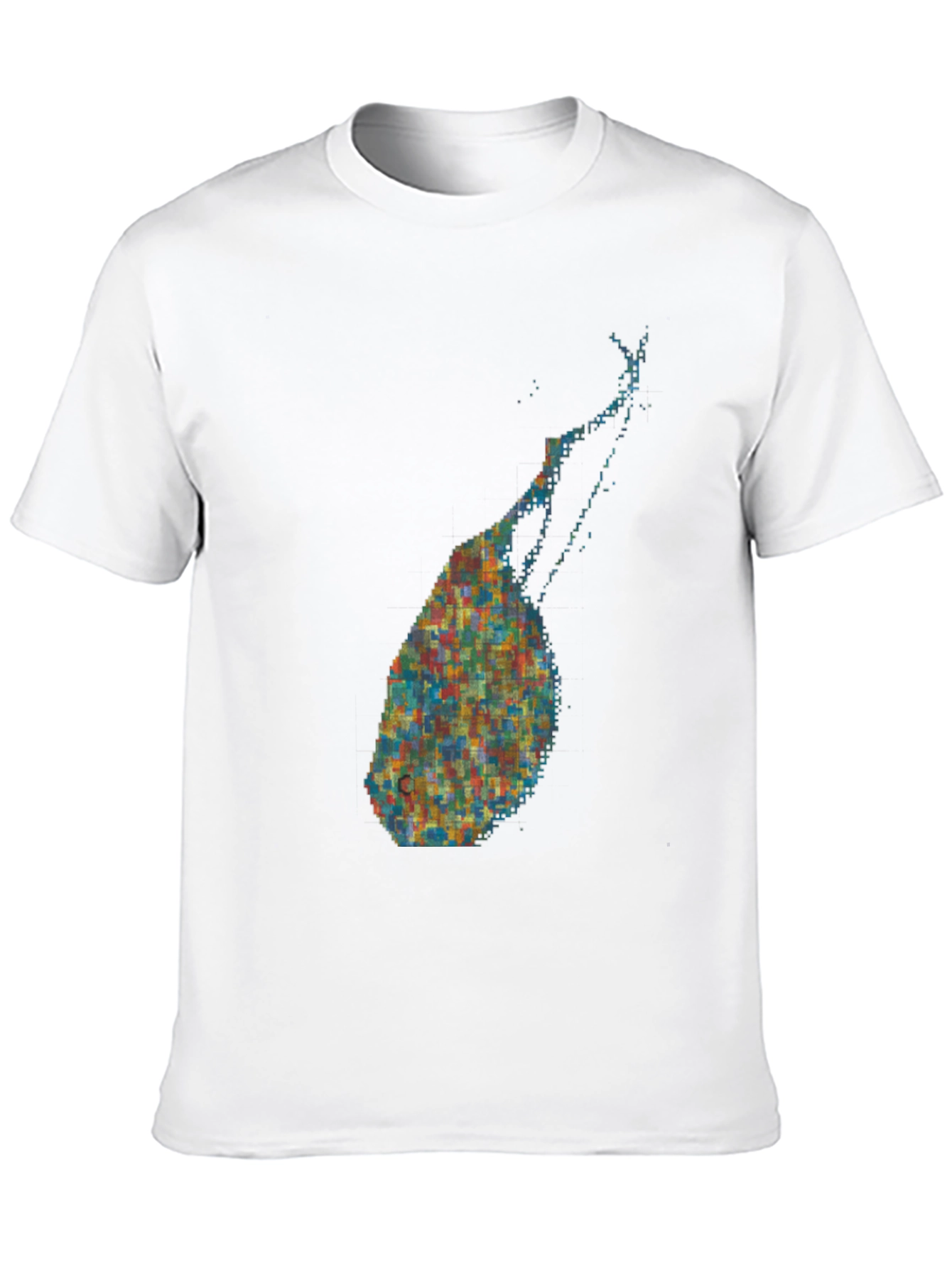 Black Abstract Pixel Art Graphic Black T-Shirt view 10