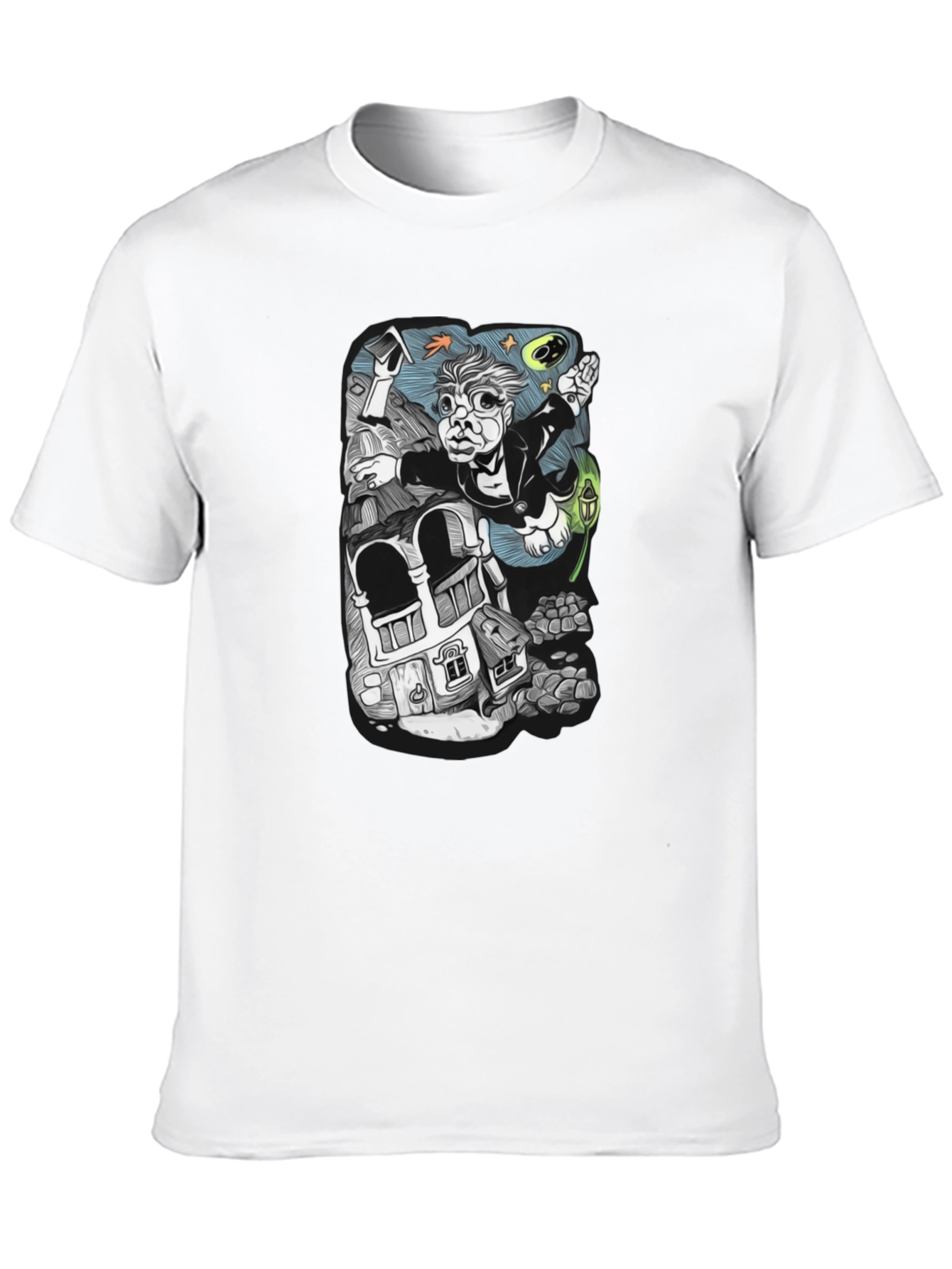 Black Surreal Cartoon T-Shirt - Black Cotton view 10