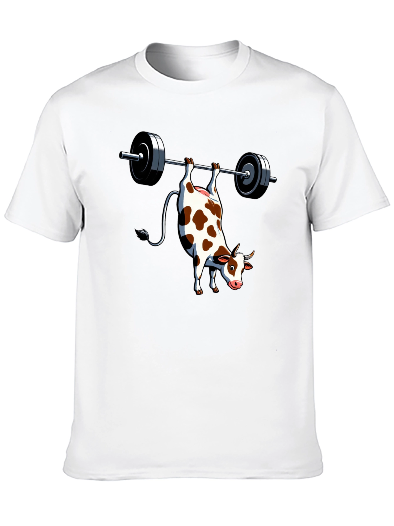 Black Funny Cow Weightlifting Black T-Shirt view 10
