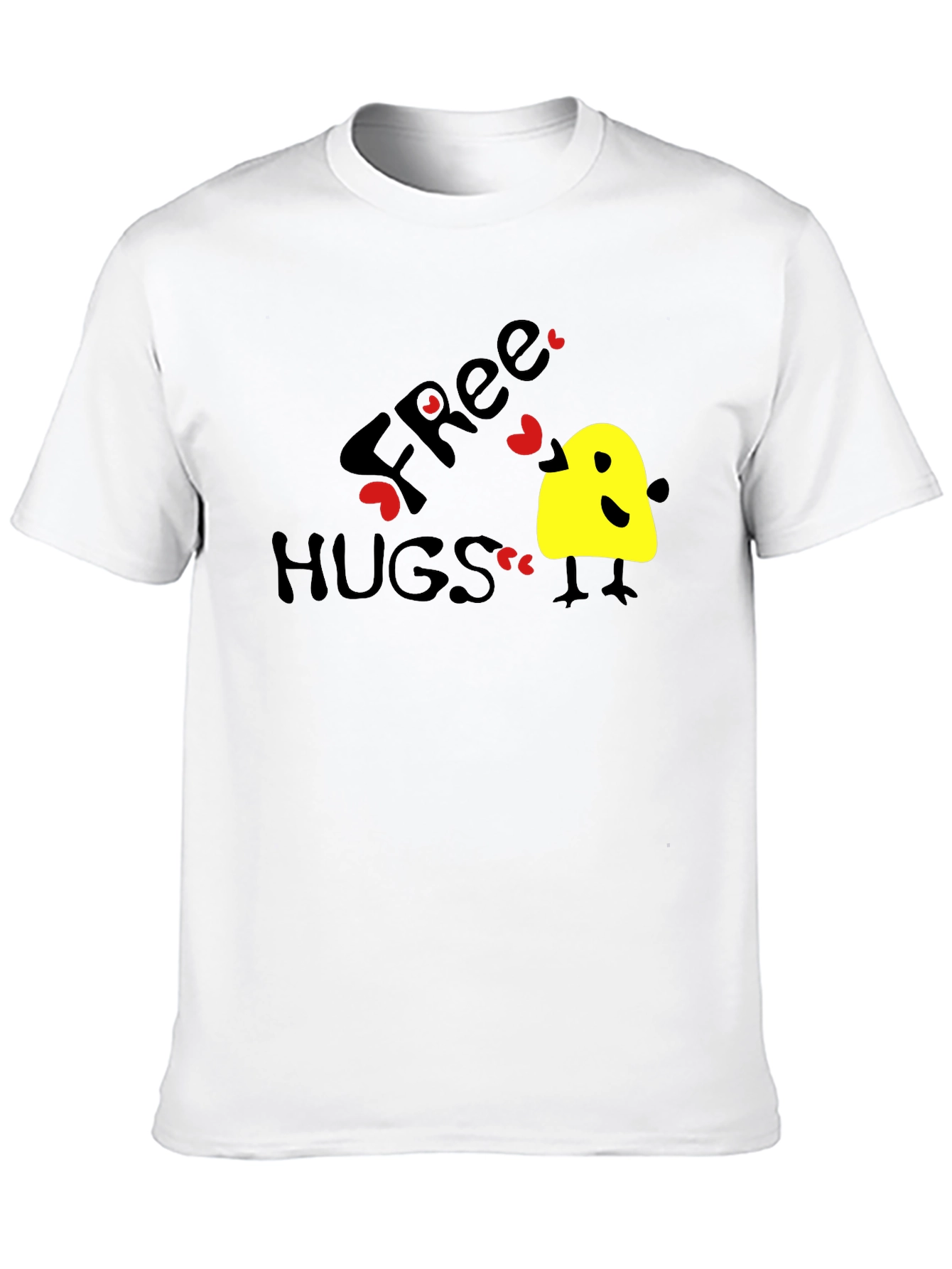 Black Free Hugs Graphic Tee - Black Cotton T-Shirt view 10