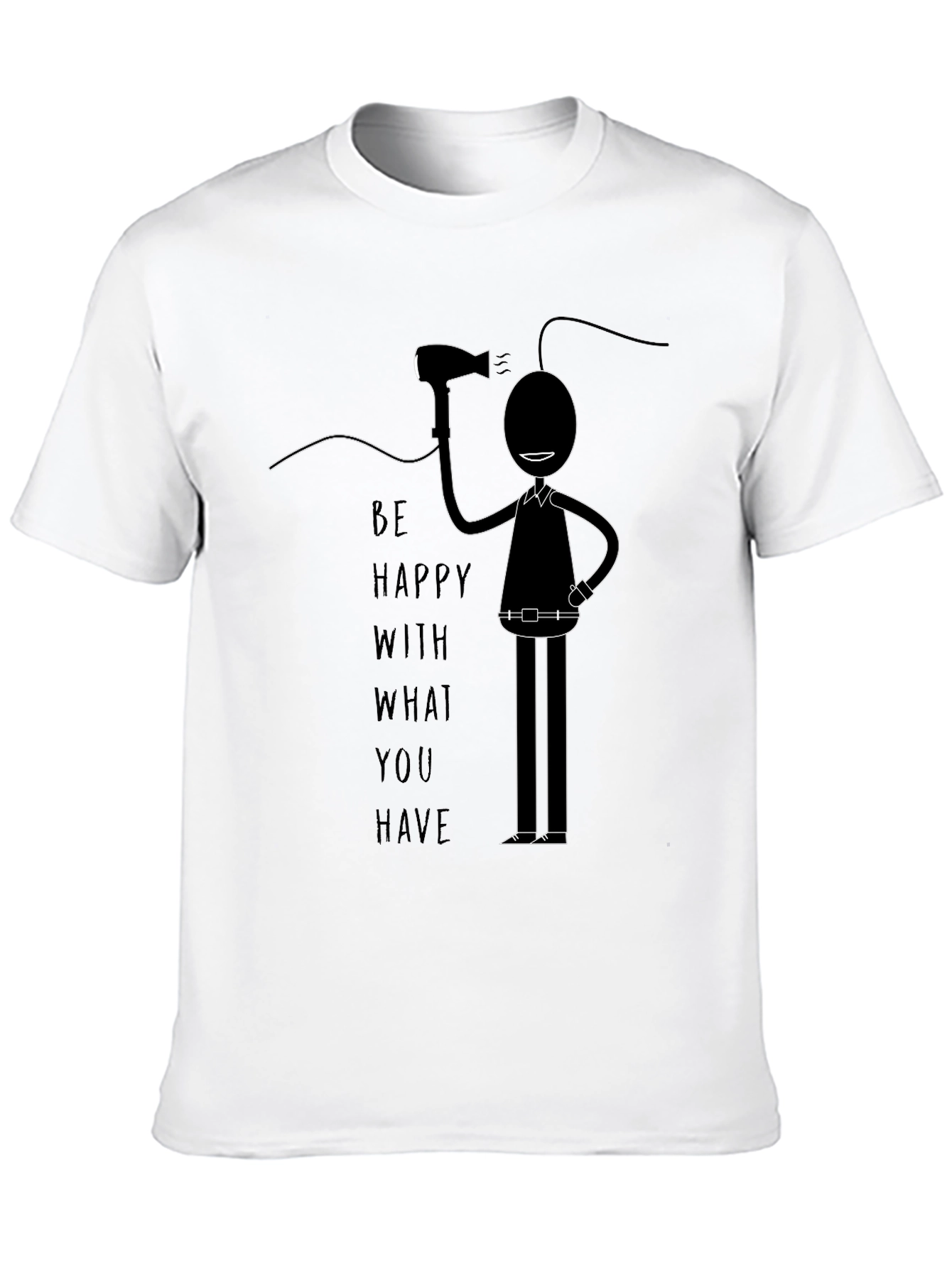 Black Be Happy T-Shirt - Novelty Graphic Tee view 10