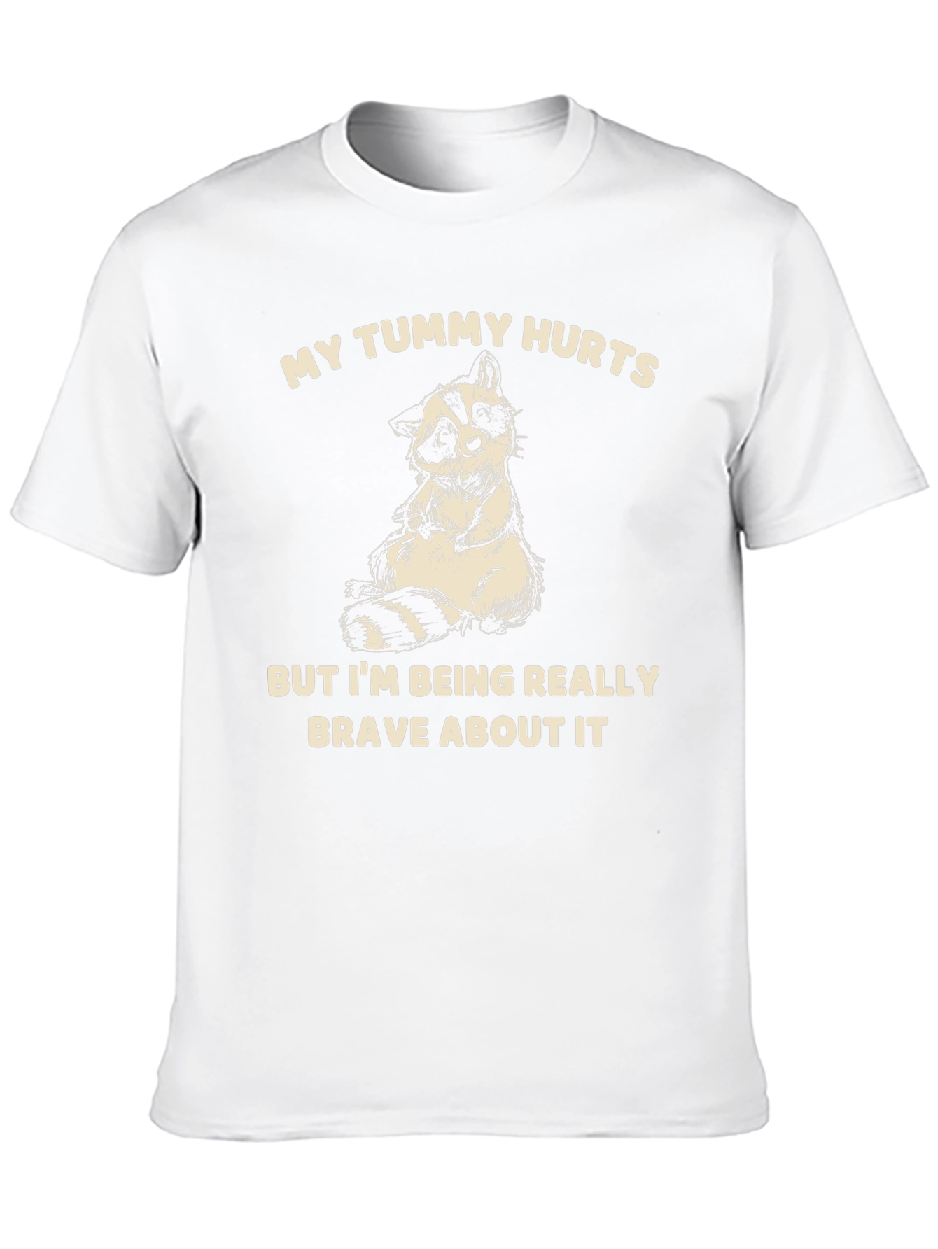 Black Funny Raccoon T-Shirt - My Tummy Hurts Brave Graphic Tee view 10