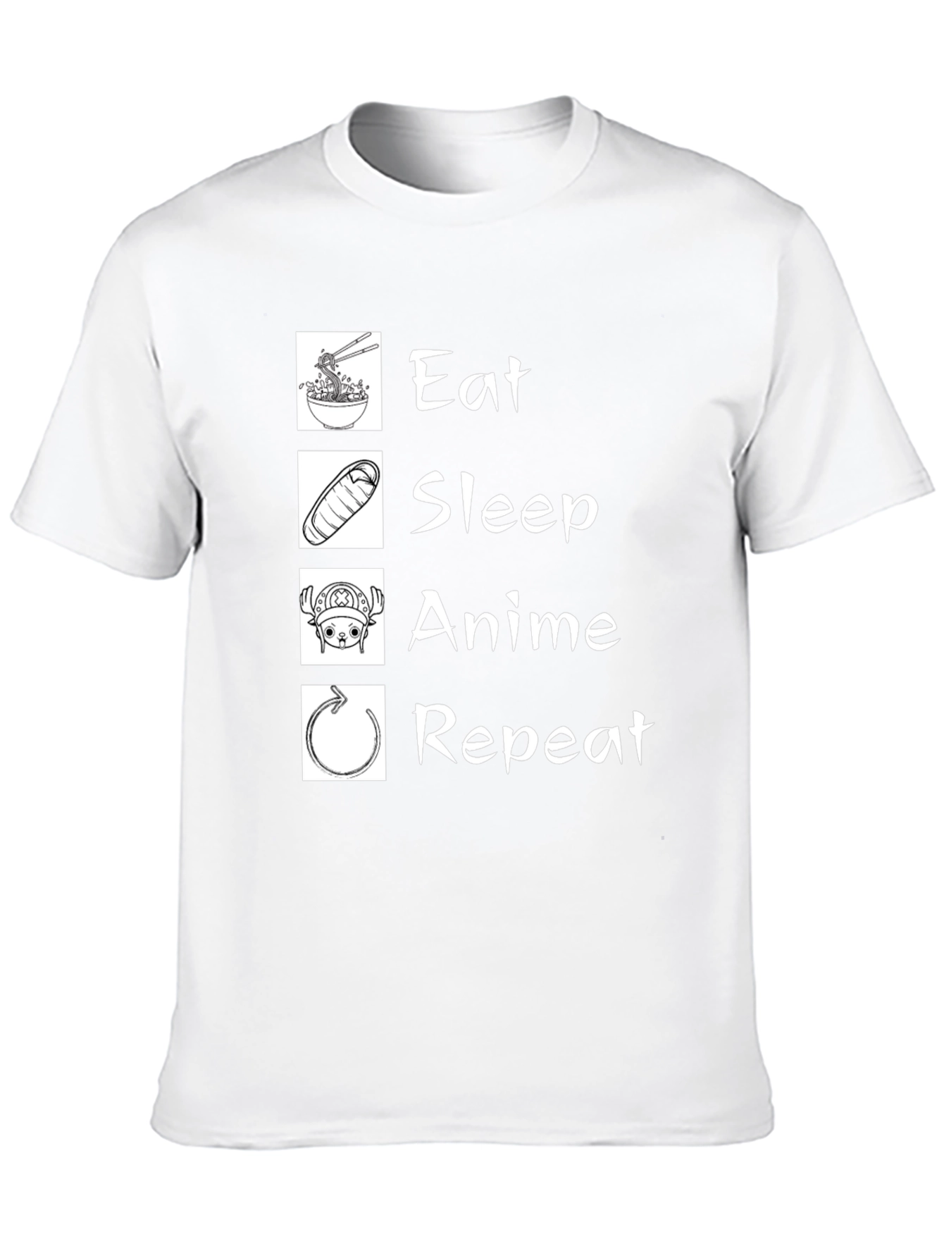 Black Eat Sleep Anime Repeat T-Shirt - Black Cotton Graphic Tee view 10