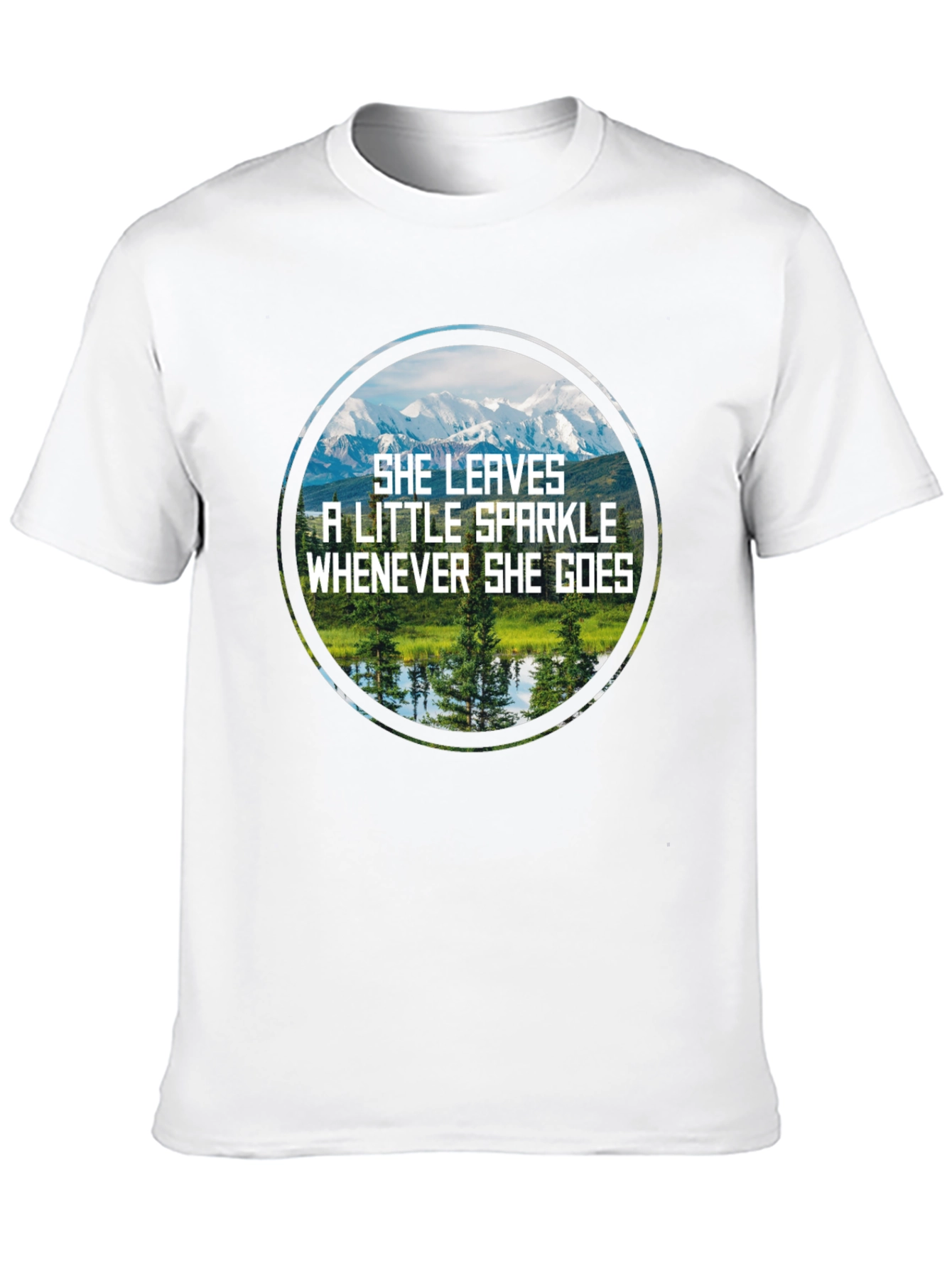 Black Sparkle Mountain Scene Black T-Shirt view 10