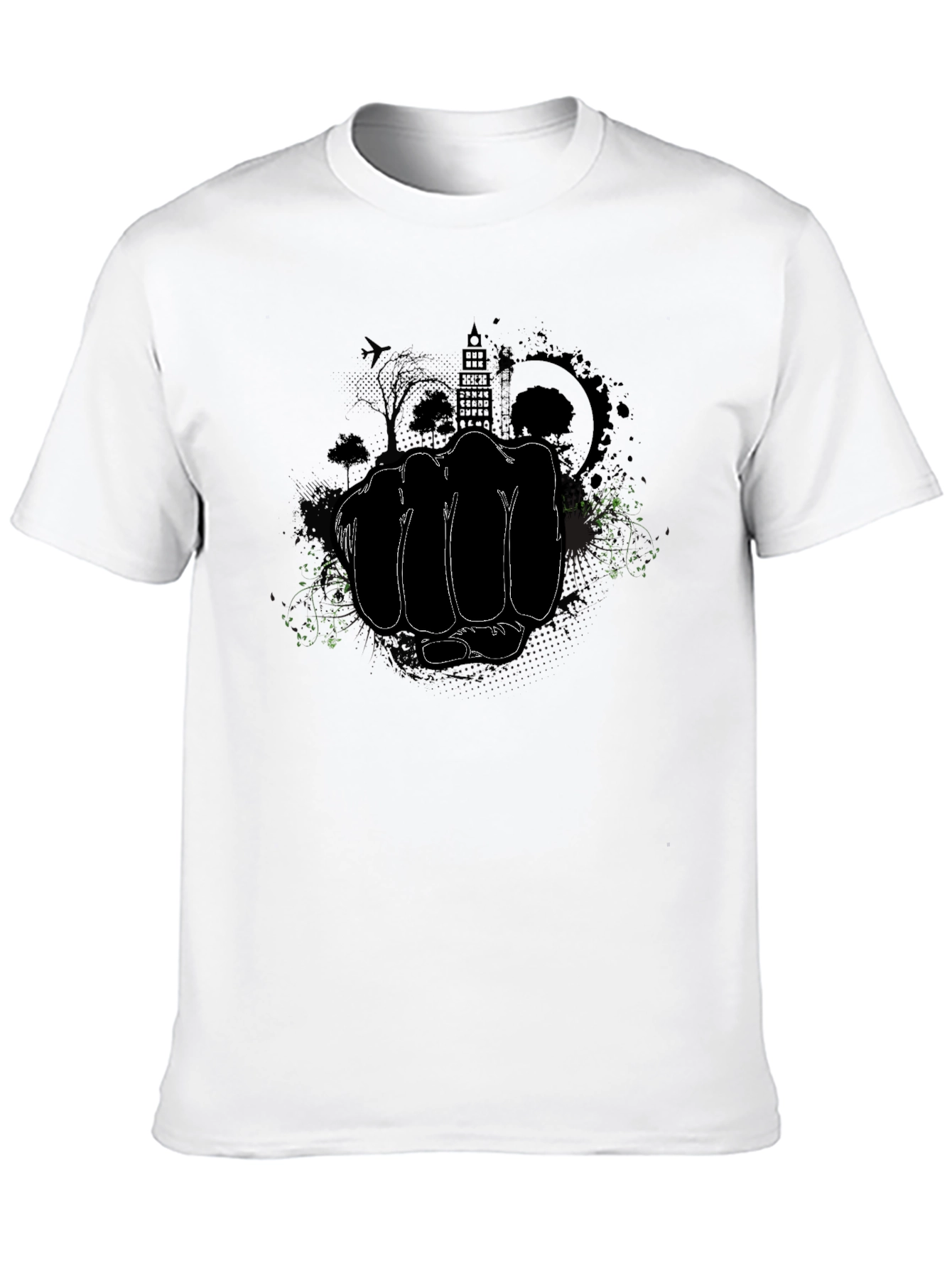 Black Urban Fist Graphic Tee - Black Cotton T-Shirt view 10