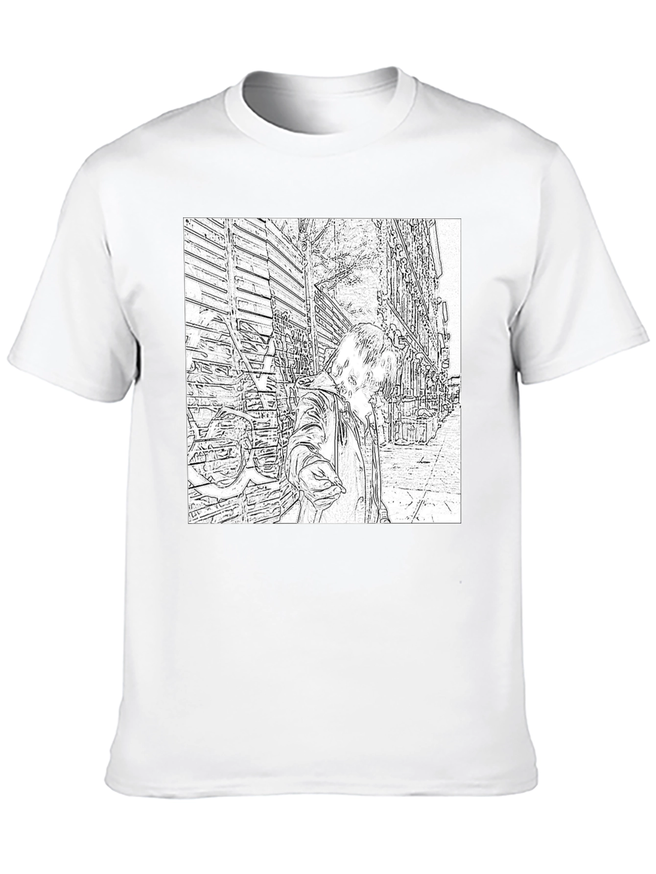 Black Monochrome Sketch Art Tee view 10