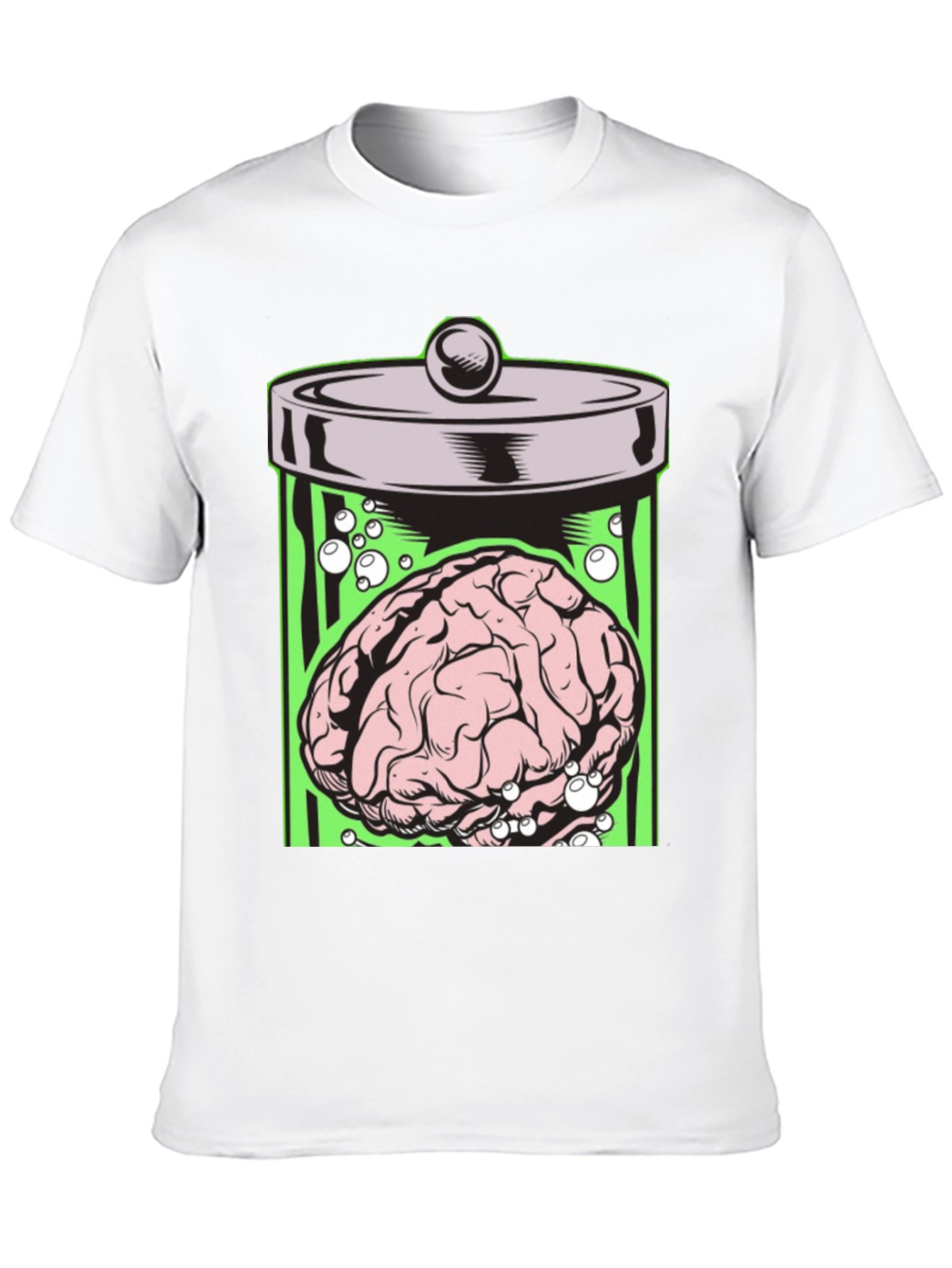 Black Brain in Jar Graphic Tee - Men's Black T-Shirt view 10
