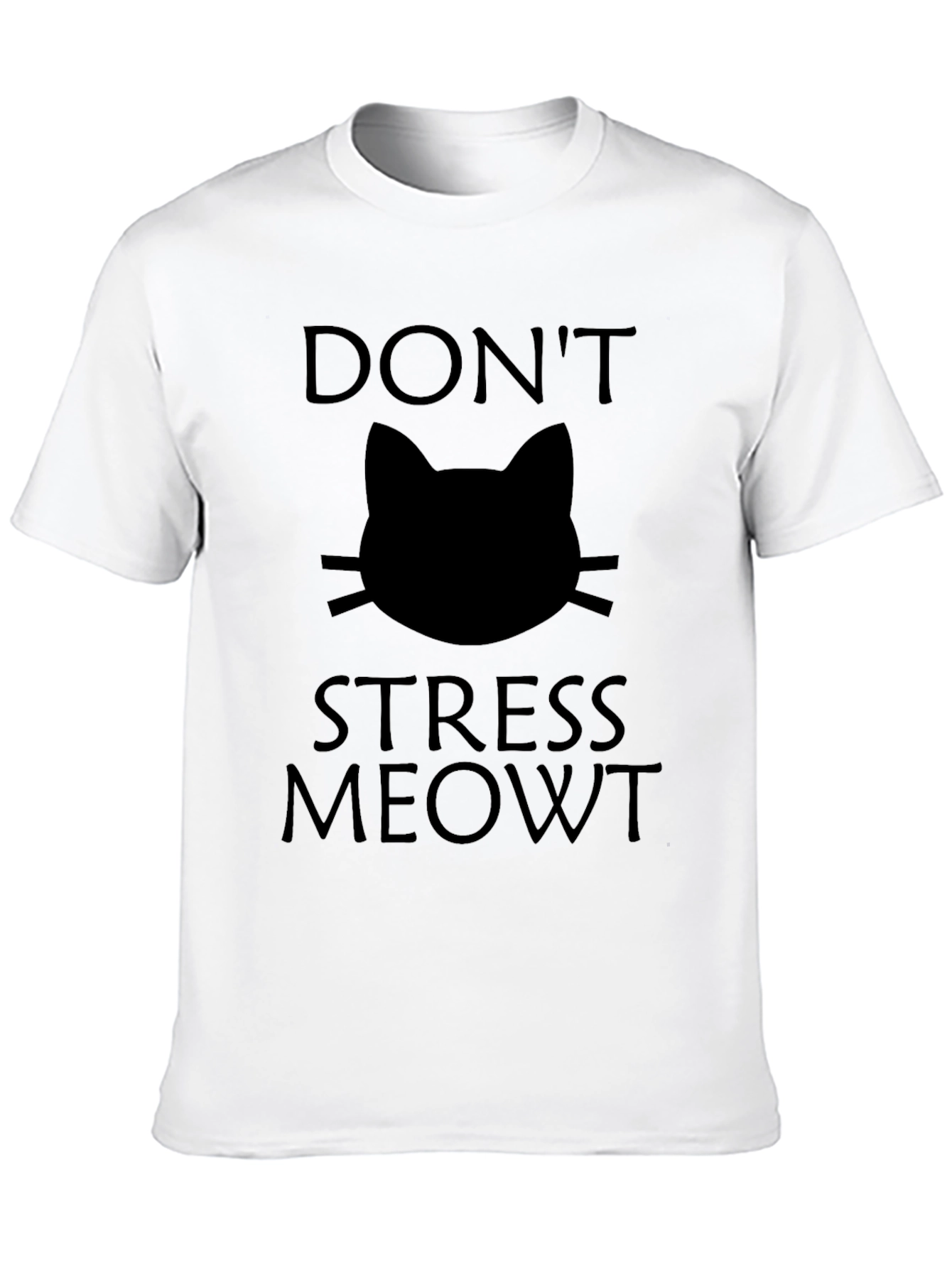 Black Don't Stress Meowt Black Cat Graphic T-Shirt view 10