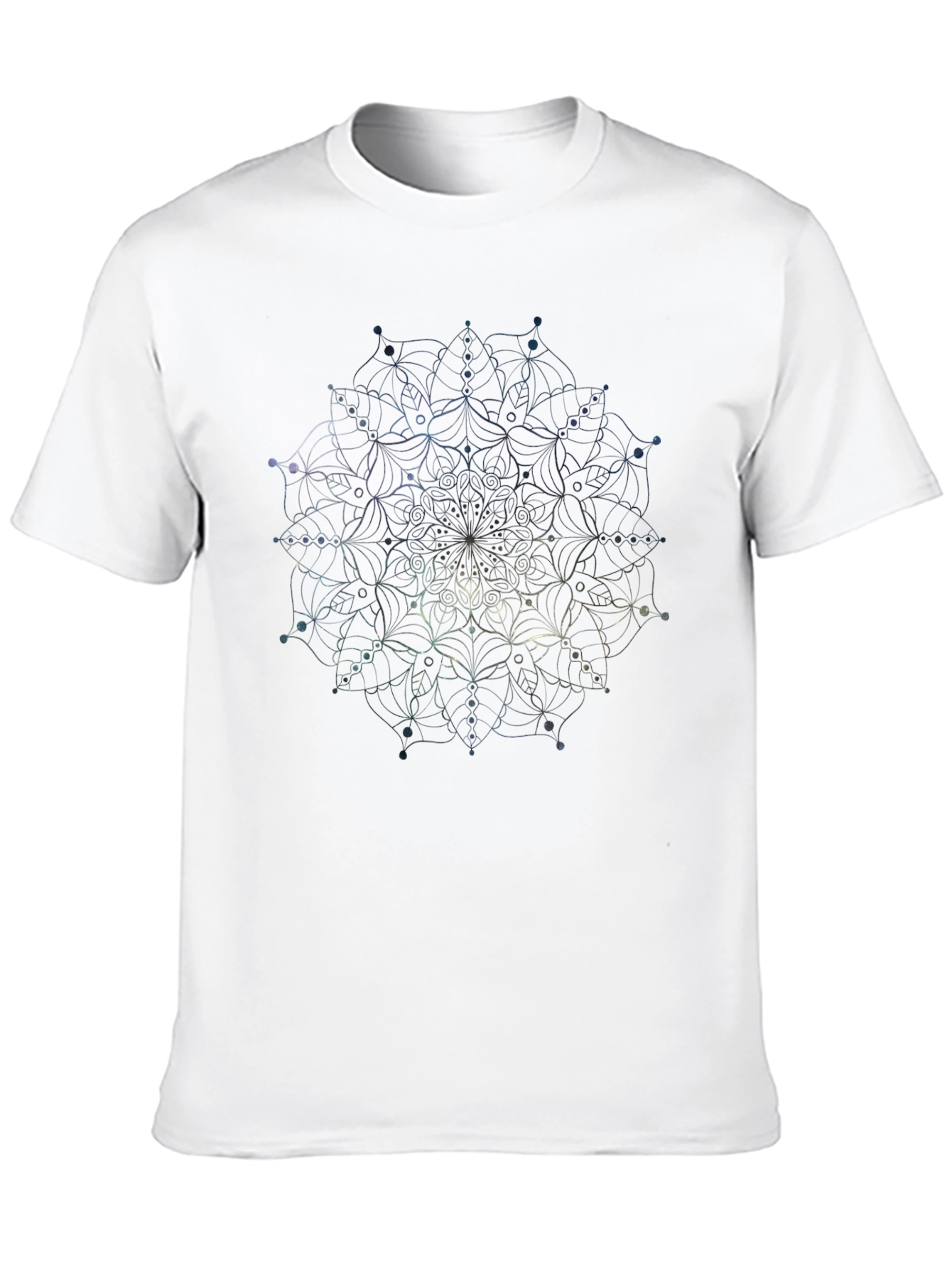 Black Geometric Mandala Print Tee - Stylish Black T-Shirt view 10