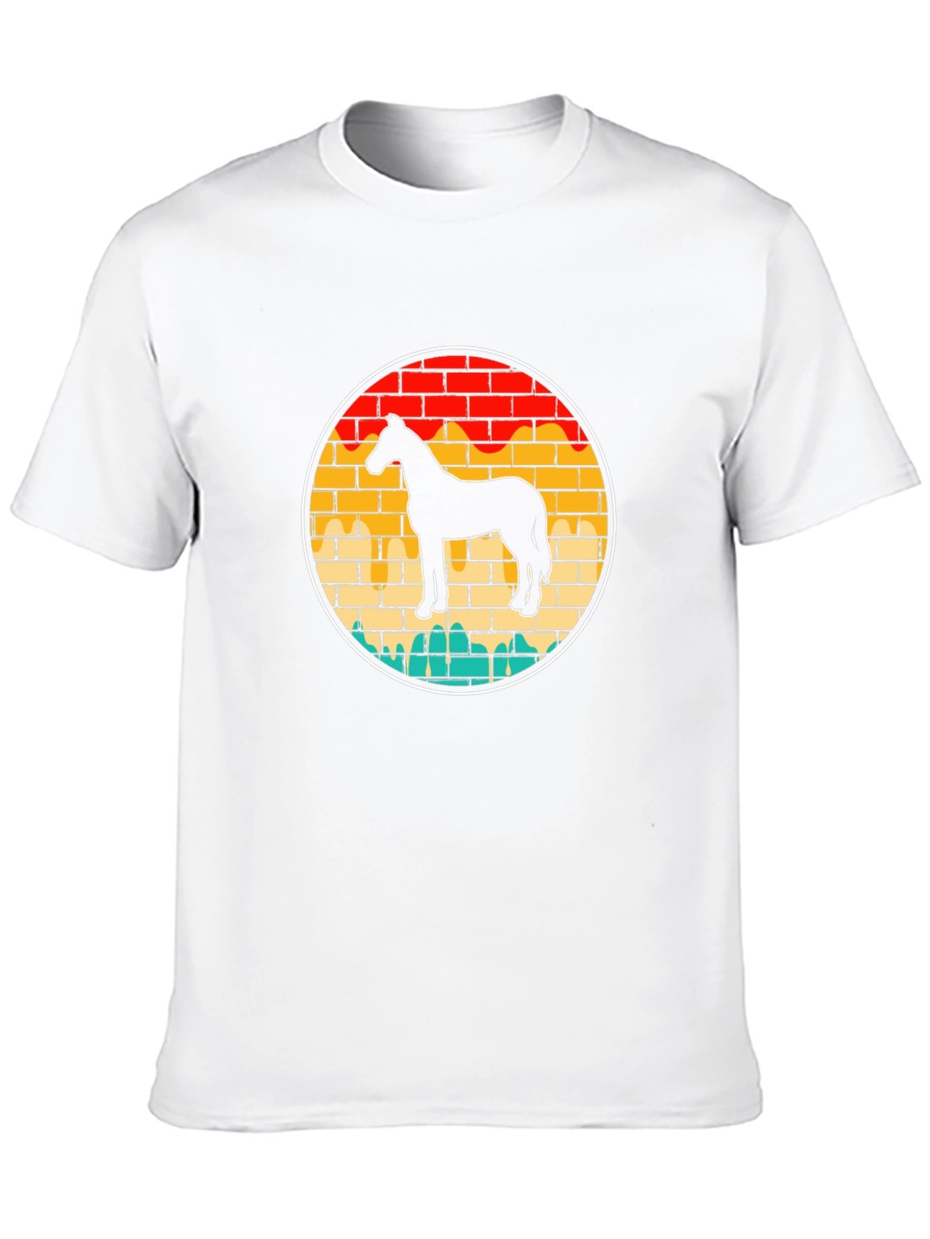 Black Retro Horse Brick Wall Graphic Tee view 10