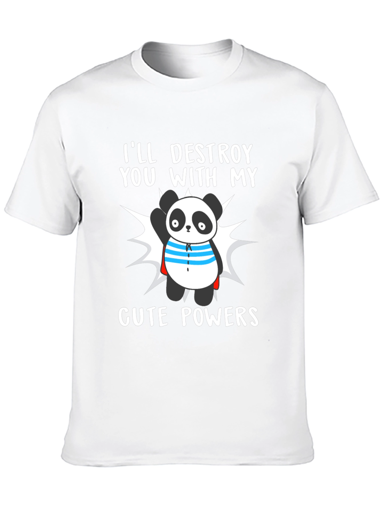 Black Cute Panda Powers T-Shirt - Funny Cartoon Tee view 10