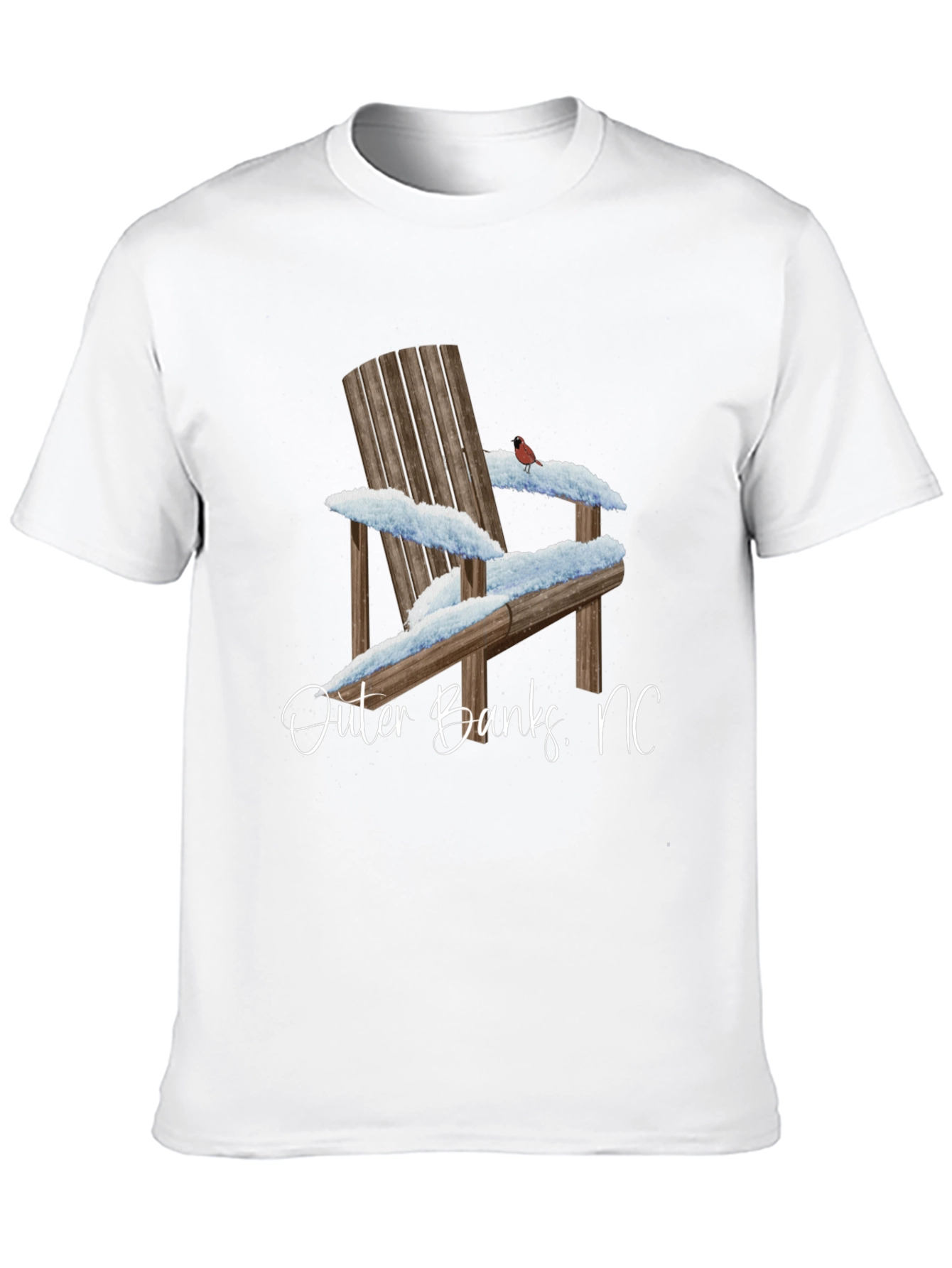 Black Outer Banks NC Winter Adirondack Chair Graphic T-Shirt view 10